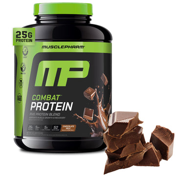 MusclePharm Combat Protein Powder, Chocolate Milk Flavor, Fuels Muscles for Productive Workouts, 5 Protein Sources including Whey Protein Isolate & Egg Albumin, Gluten Free, 4.2 lb, 52 Servings Muscle Pharm buy supplements canada