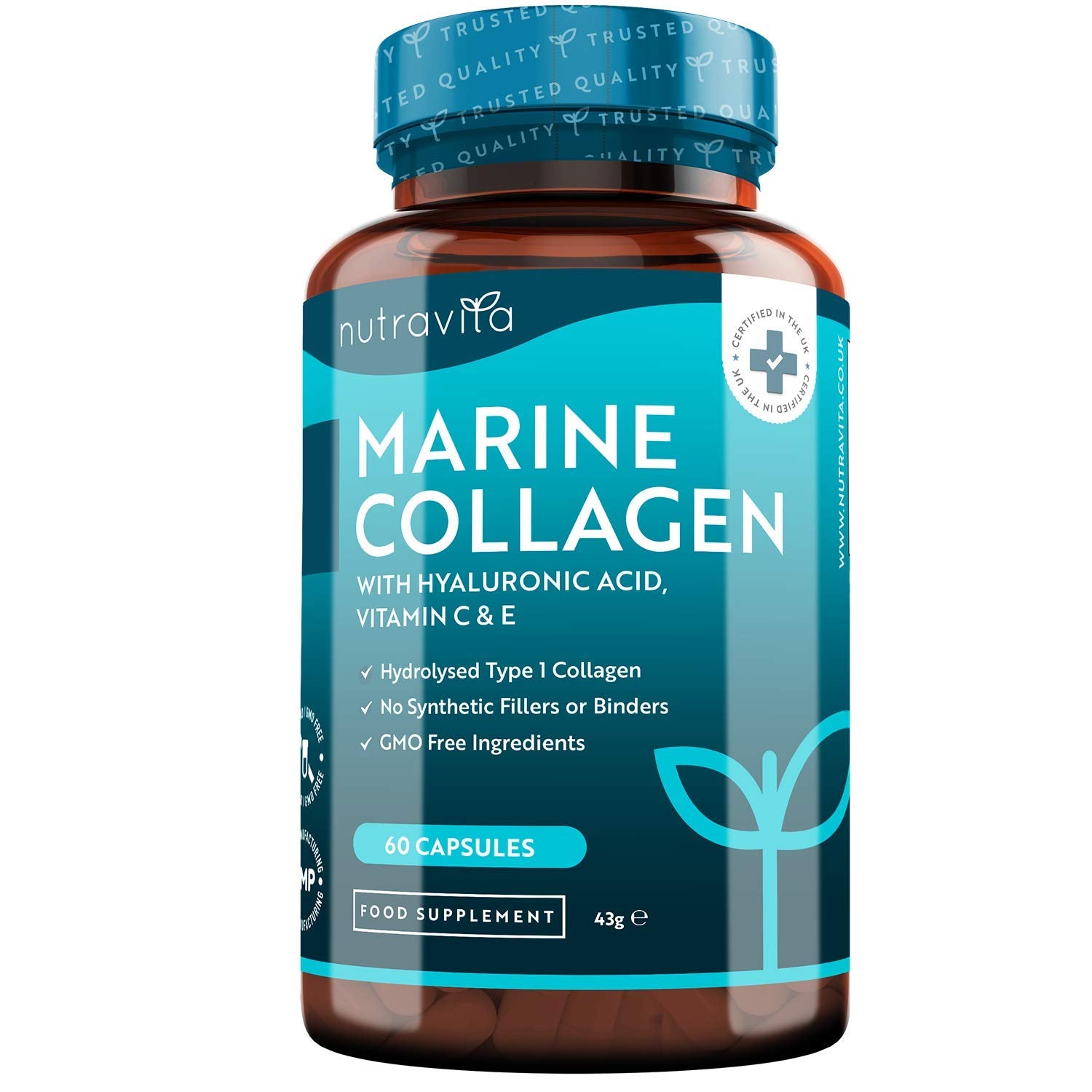 Marine Collagen 1000mg - 60 Capsules of Superior Type 1 Hydrolysed Collagen Nutravita buy supplements canada