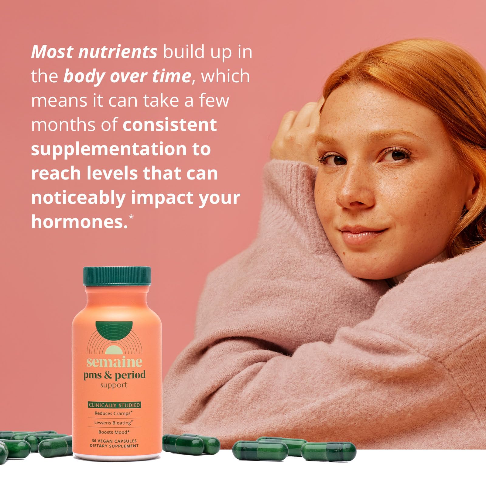PMS & Period Relief - Menstrual Cramp Relief: No More Period Cramps, Mood Swings, or Bloating. PMS Supplement for Happy Hormones and Period Relief. (40 Count) Semaine buy supplements canada