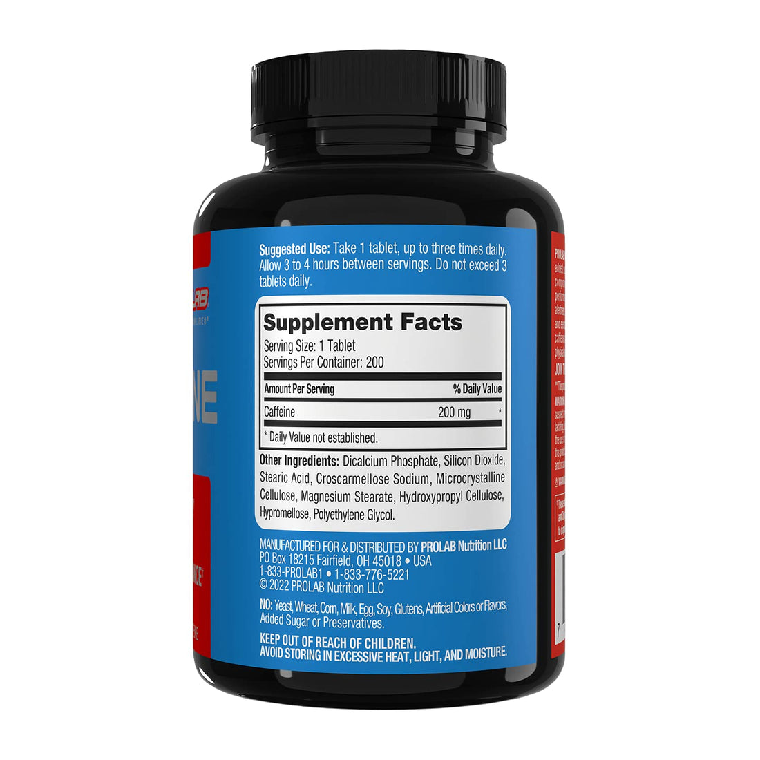ProLab Caffeine Tablets 200mg - 200ct | Energy Support, Helps Enhance Endurance & Mental Focus, Reduce Fatigue, Pre-Workout, Extra Strength ProLab buy supplements canada