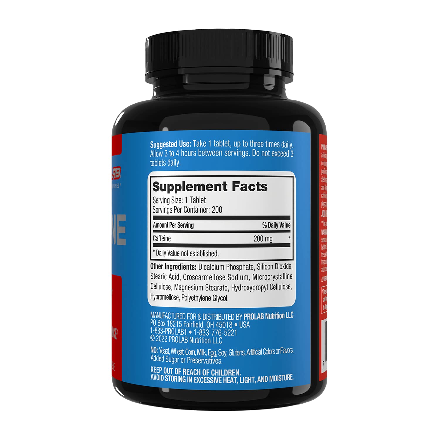 ProLab Caffeine Tablets 200mg - 200ct | Energy Support, Helps Enhance Endurance & Mental Focus, Reduce Fatigue, Pre-Workout, Extra Strength ProLab buy supplements canada