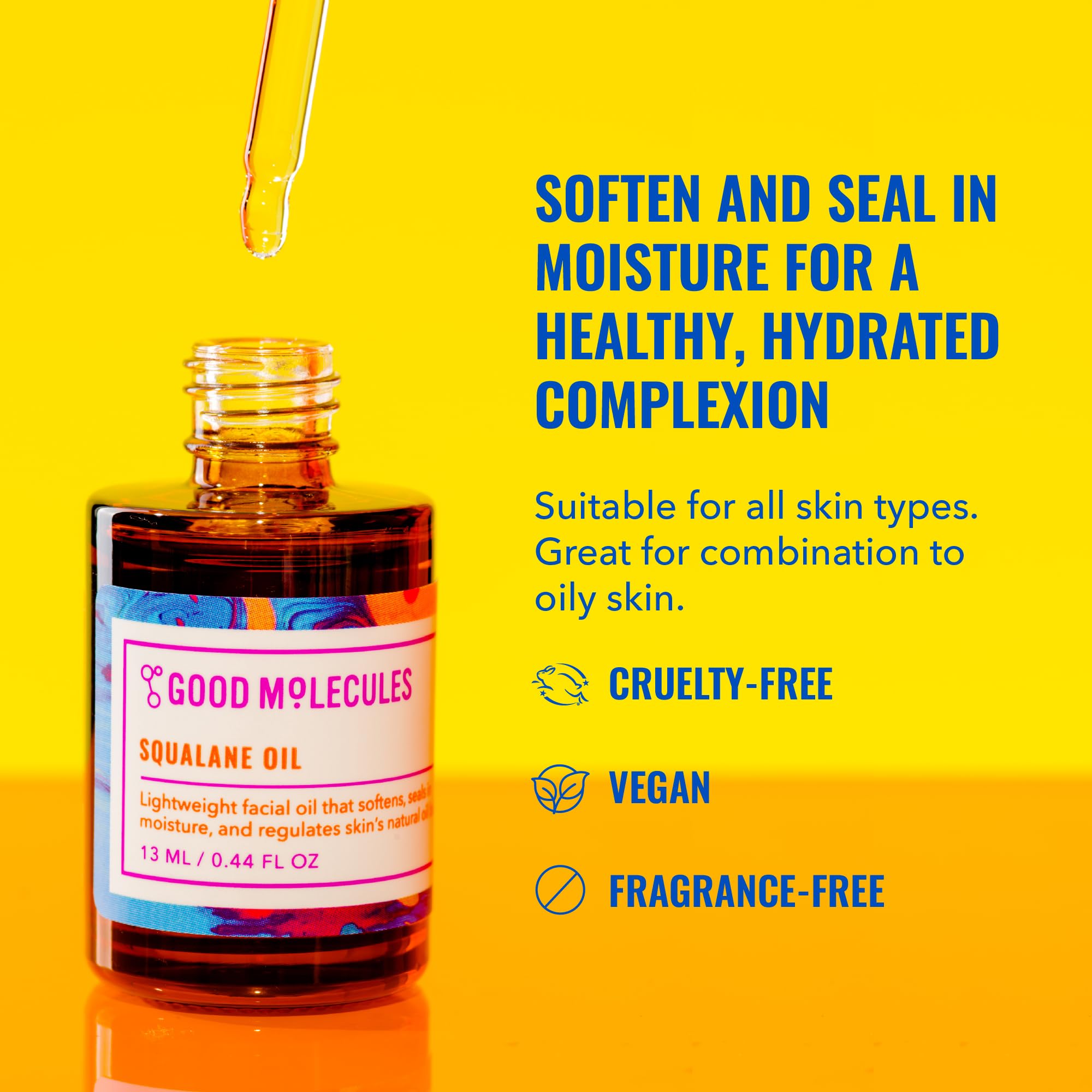 Good Molecules Squalane Oil - 100% Natural Squalane Oil Non-Greasy Moisturizer for Face, Skin, and Hair - Skin Firming Good Molecules buy supplements canada