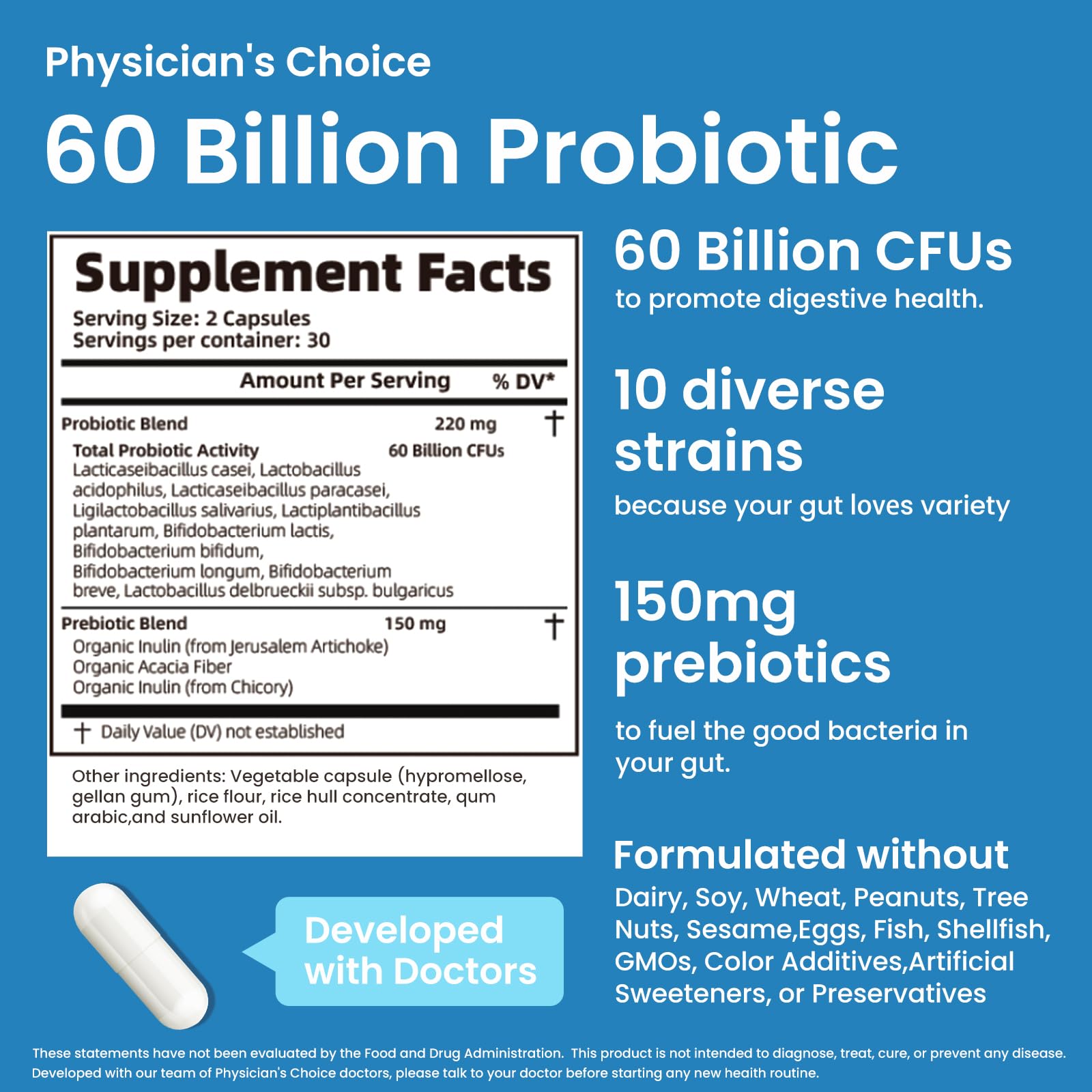 LOUDSAY Probiotics 60 Billion CFU - 10 Strains - Immune, Digestive & Gut Health - Supports Occasional Constipation, Diarrhea, Gas & Bloating - for Women & Men - 60 ct LOUDSAY buy supplements canada