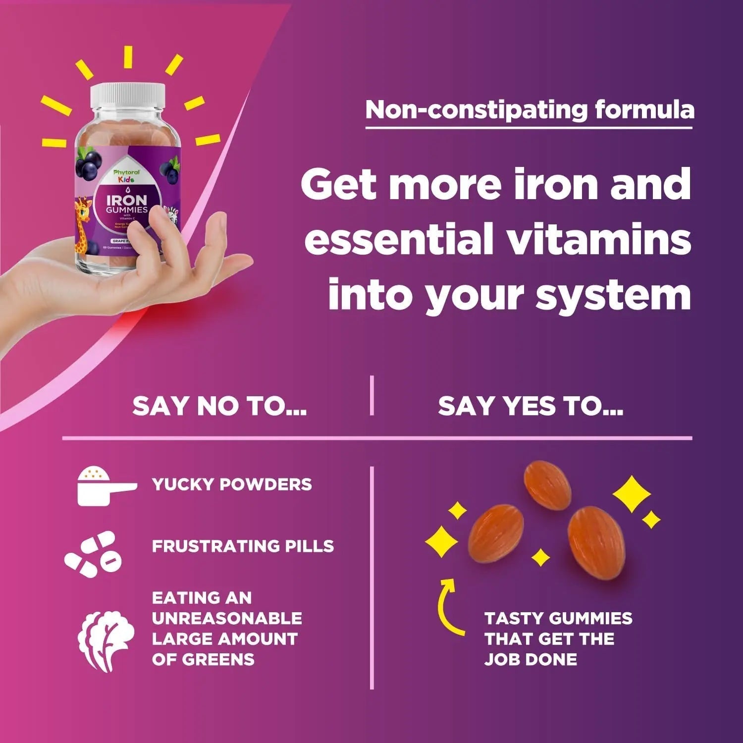Natural Multivitamin Iron Gummies for Adults - Adult Gummy Vitamins with Iron and Energy Boost B Complex Vitamins Phytoral buy supplements canada