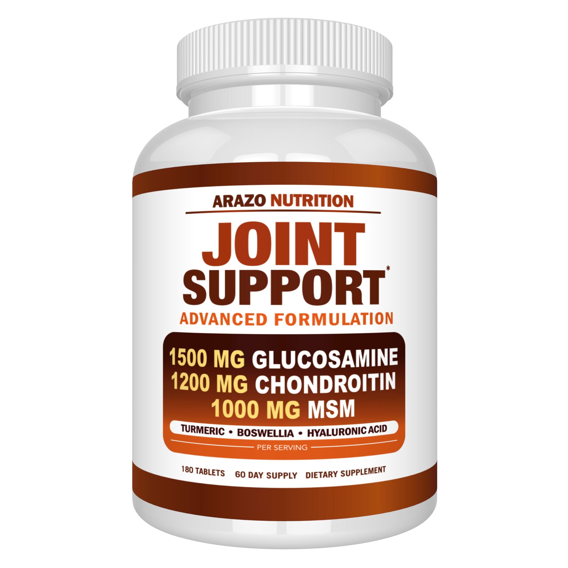 Arazo Nutrition Glucosamine Chondroitin Turmeric Msm Boswellia - Joint Support Supplement for Relief 180 Tablets for Bones, Back, dailyvitalstore buy supplements canada