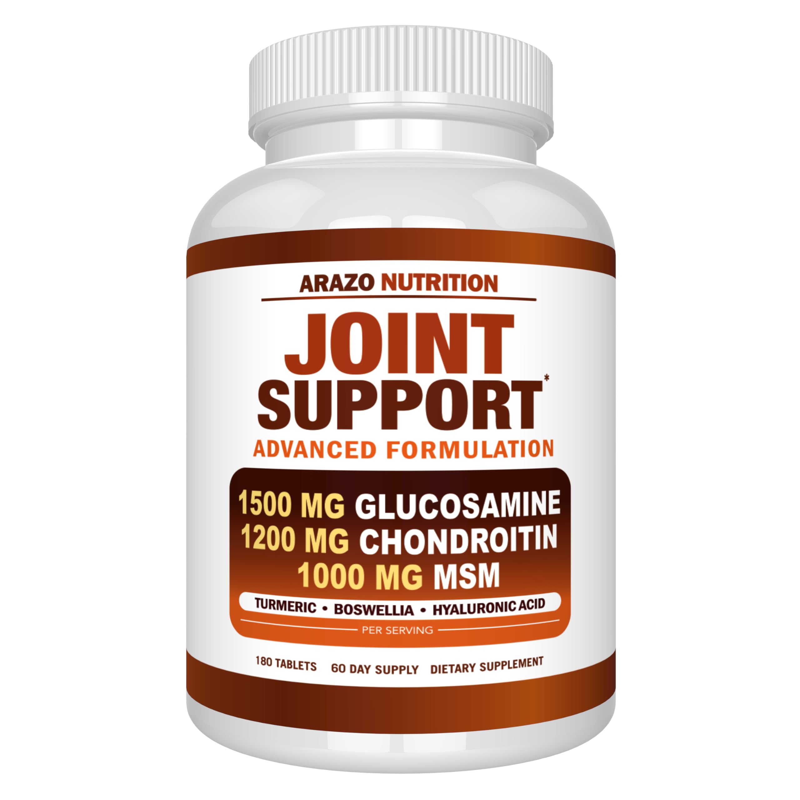 Arazo Nutrition Glucosamine Chondroitin Turmeric Msm Boswellia - Joint Support Supplement for Relief 180 Tablets for Bones, Back, dailyvitalstore buy supplements canada