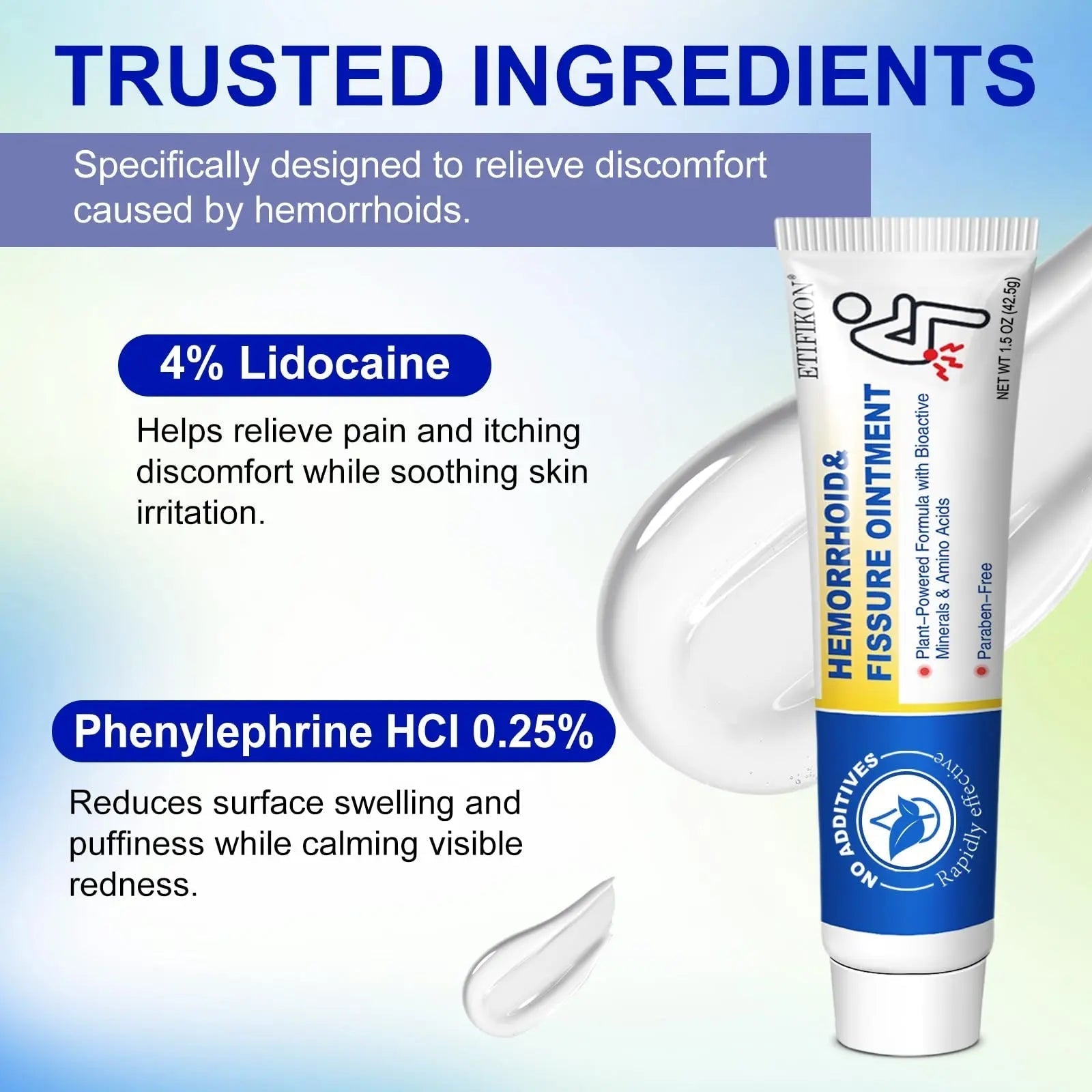 ETIFIKON Hemorrhoid & Fissure Ointment with 4% Lidocaine & Phenylephrine HCI – 42.5g Comforting Care Cream for Internal & External Areas – Helps Soothe Irritation & Support Daily Comfort (1 Pack) ETIFIKON buy supplements canada