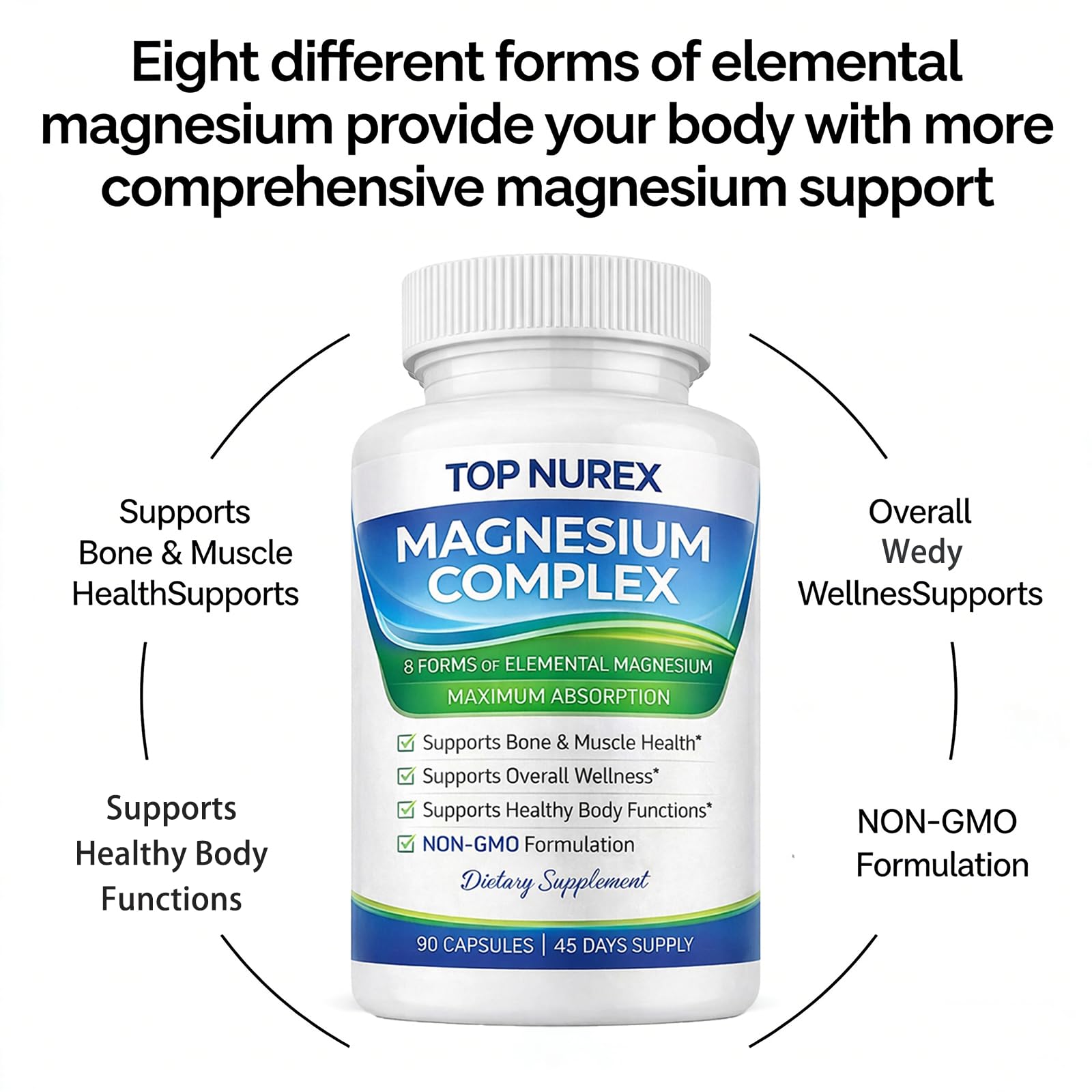 Top Nurex Magnesium Complex 1000 mg, 8-Source Magnesium Blend with Glycinate, Citrate, Malate & Taurate, Vegan Formula, Non-GMO, 90 Capsules Top Nurex buy supplements canada