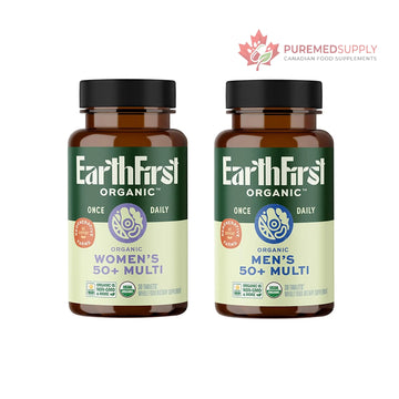 EarthFirst Organic Women's & Men's 50+ Once Daily Multi Bundle,19 Vitamins from Herbs & Superfoods, 30 Count EarthFirst Organic buy supplements canada
