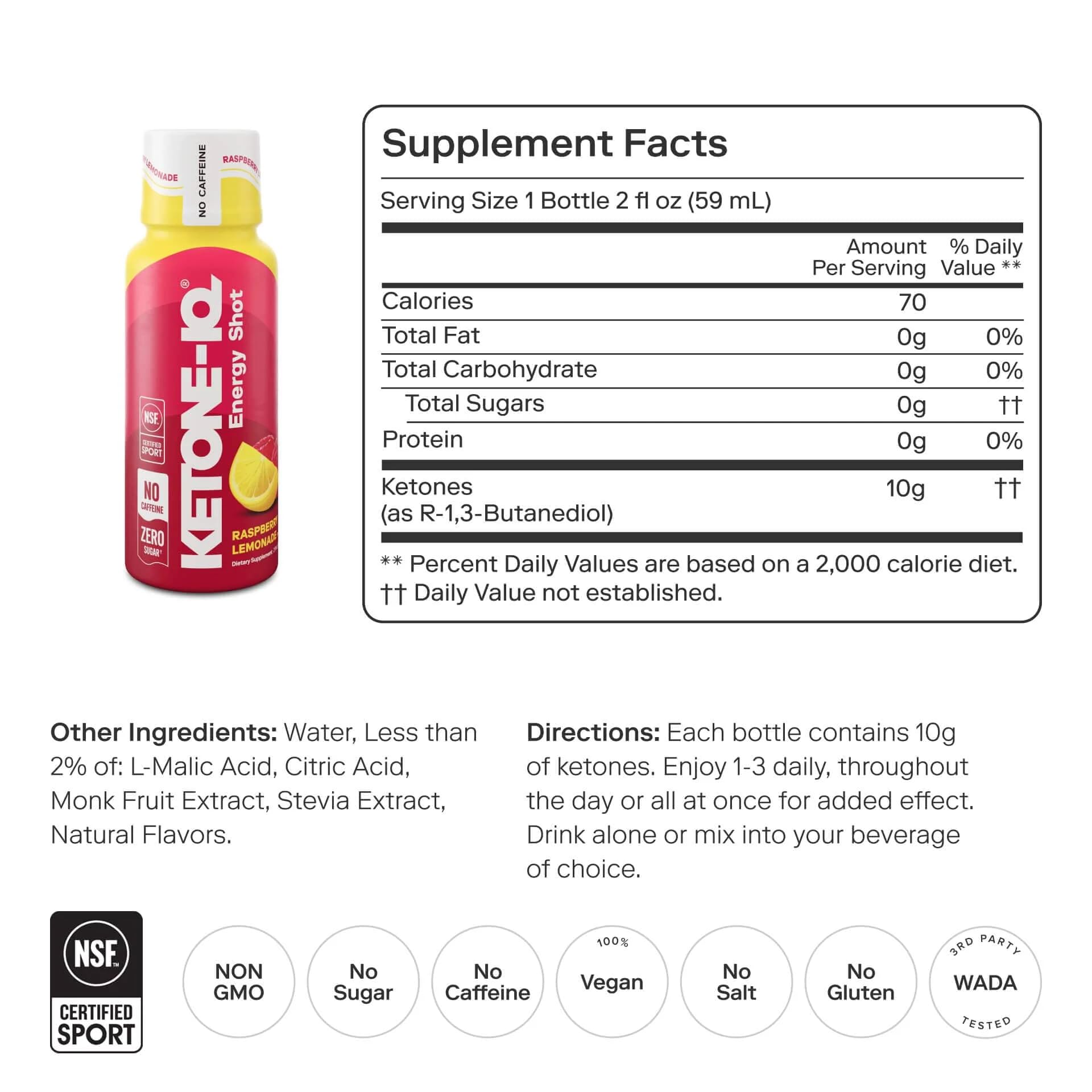 Ketone-IQ No Caffeine Performance Energy Shots – Ketone Fuel for Focus & Endurance, Metabolism Support, 10g Ketones, 12 Pack (Raspberry Lemonade) Ketone-IQ buy supplements canada