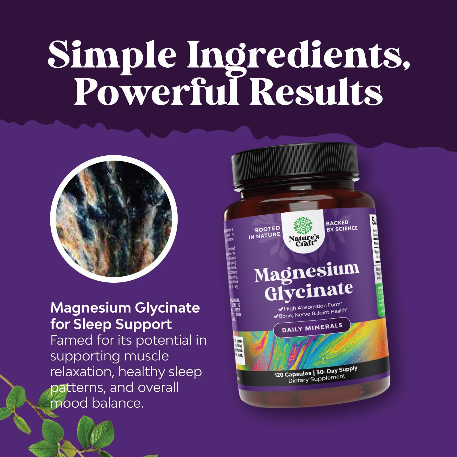 Pure Magnesium Glycinate Supplement 500mg - Magnesium for Sleep and Rest Capsules for Men & Women - Unflavored Vegan High Absorption Pills for Relaxation Support - 120 Count Natures Craft buy supplements canada