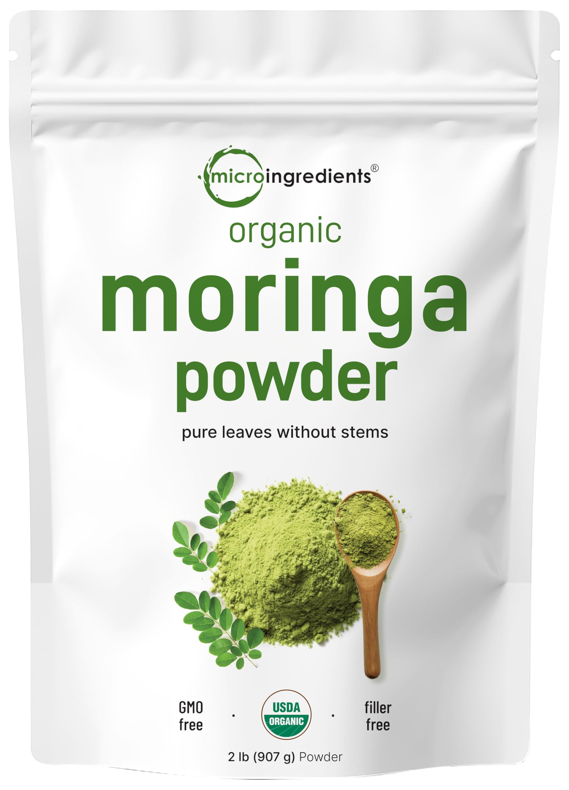 Micro Ingredients Organic Moringa Oleifera Leaf Powder, 2 Pound | Rich in Antioxidants & Immune Vitamins | Pure Leaves Without Stems | Micro Ingredients buy supplements canada