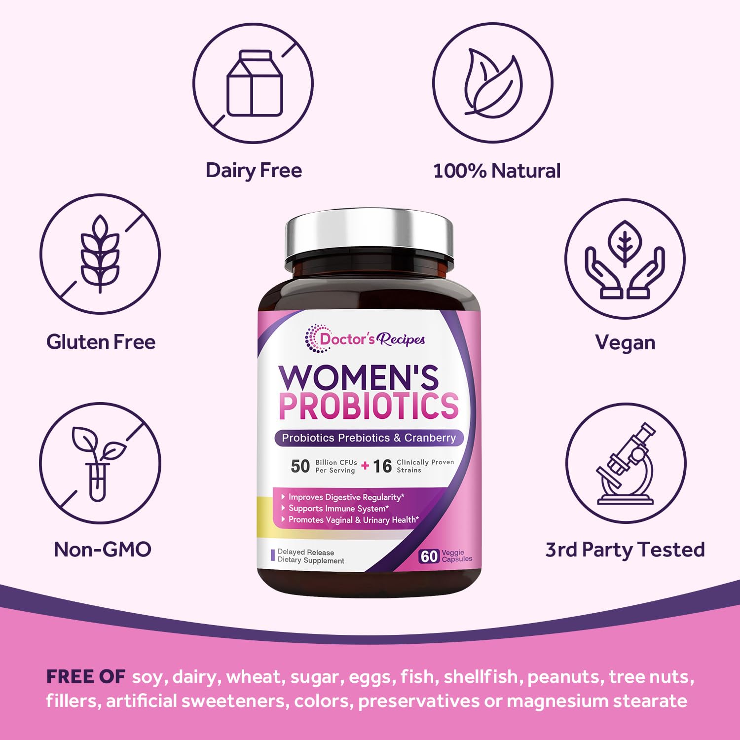 Doctor's Recipes Women’s Probiotic, 60 Caps 50 Billion CFU 16 Strains, with Organic Doctor's Recipes buy supplements canada