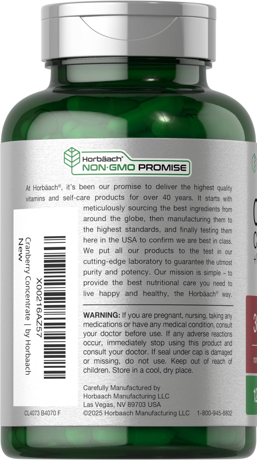 Horbäach Cranberry Concentrate Extract Pills + Vitamin C | 120 Capsules | Supplement for Women and Men | Triple Strength Ultimate Potency Formula Horbäach buy supplements canada