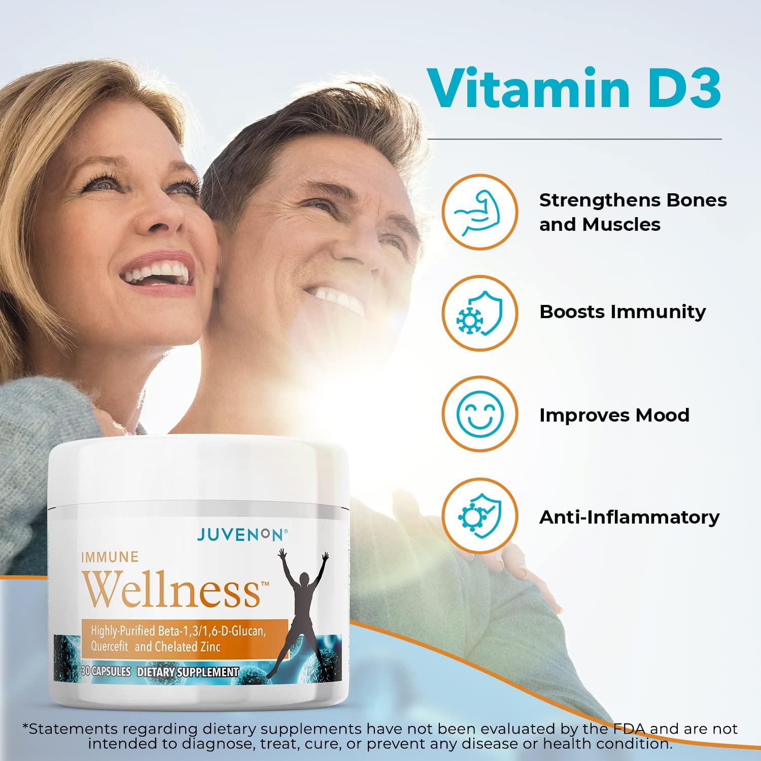 Juvenon Immune Wellness Defense Supplement with Vitamin C, Chelated Zinc Immune Booster Antioxidant Benefits for Adults, Healthy Aging, Heart Health, 30 Capsules Juvenon buy supplements canada