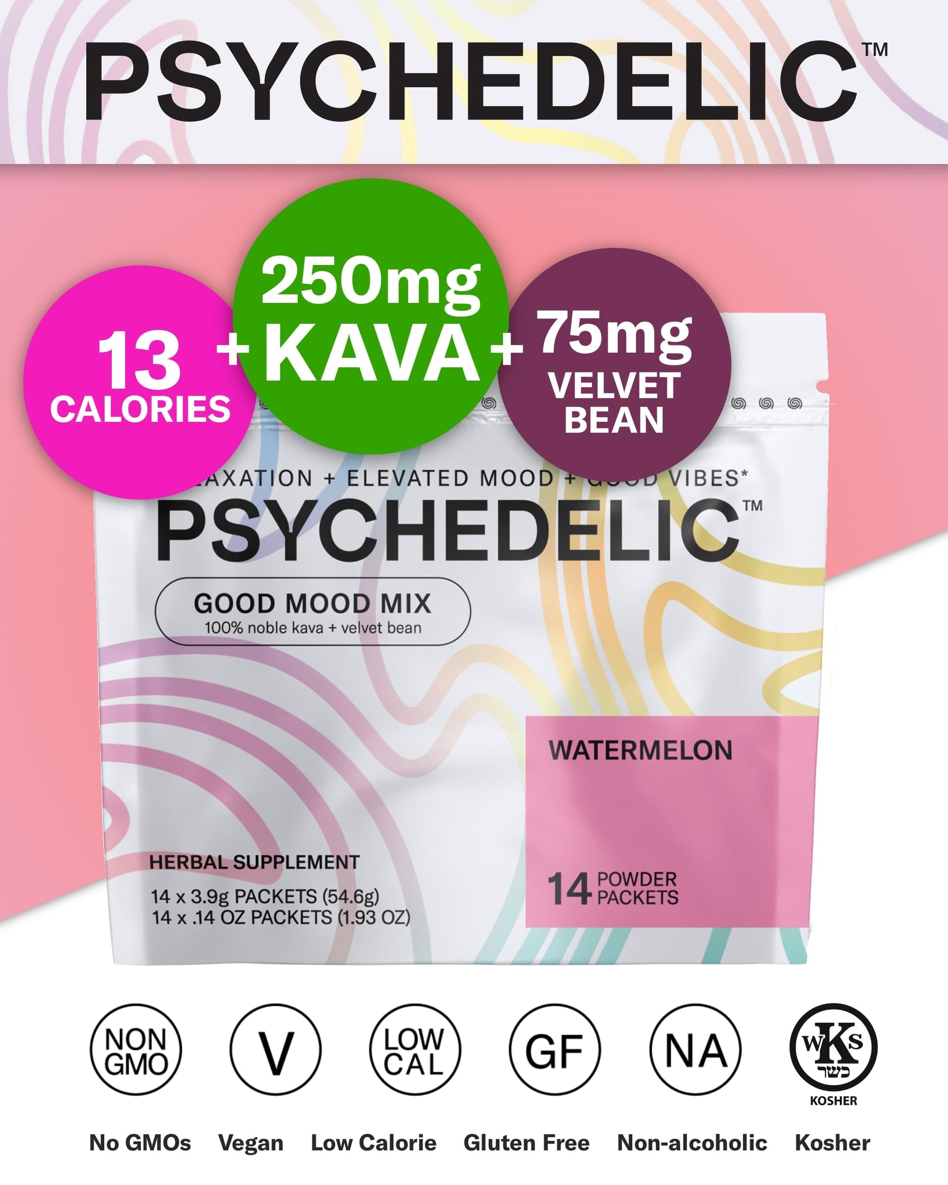 Good Mood Mix - Watermelon - Powder Packets - Calming Kava Drink Mix - Easy Open Psychedelic Water buy supplements canada