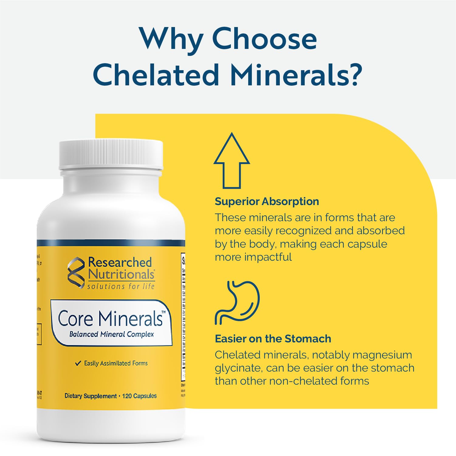 Researched Nutritionals Core Minerals - Daily Trace Minerals Supplement - Iron-Free Blend with Vitamin D3, Magnesium Glycinate & Iodine for Thyroid, Bone & Metabolic Support (120 ct) Researched Nutritionals buy supplements canada
