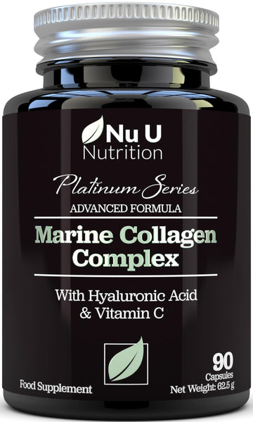 Marine Collagen with Hyaluronic Acid, Vitamin C - 90 Hydrolysed Capsules (not Tablets) - Premium High Strength Collagen Nu U Nutrition buy supplements canada