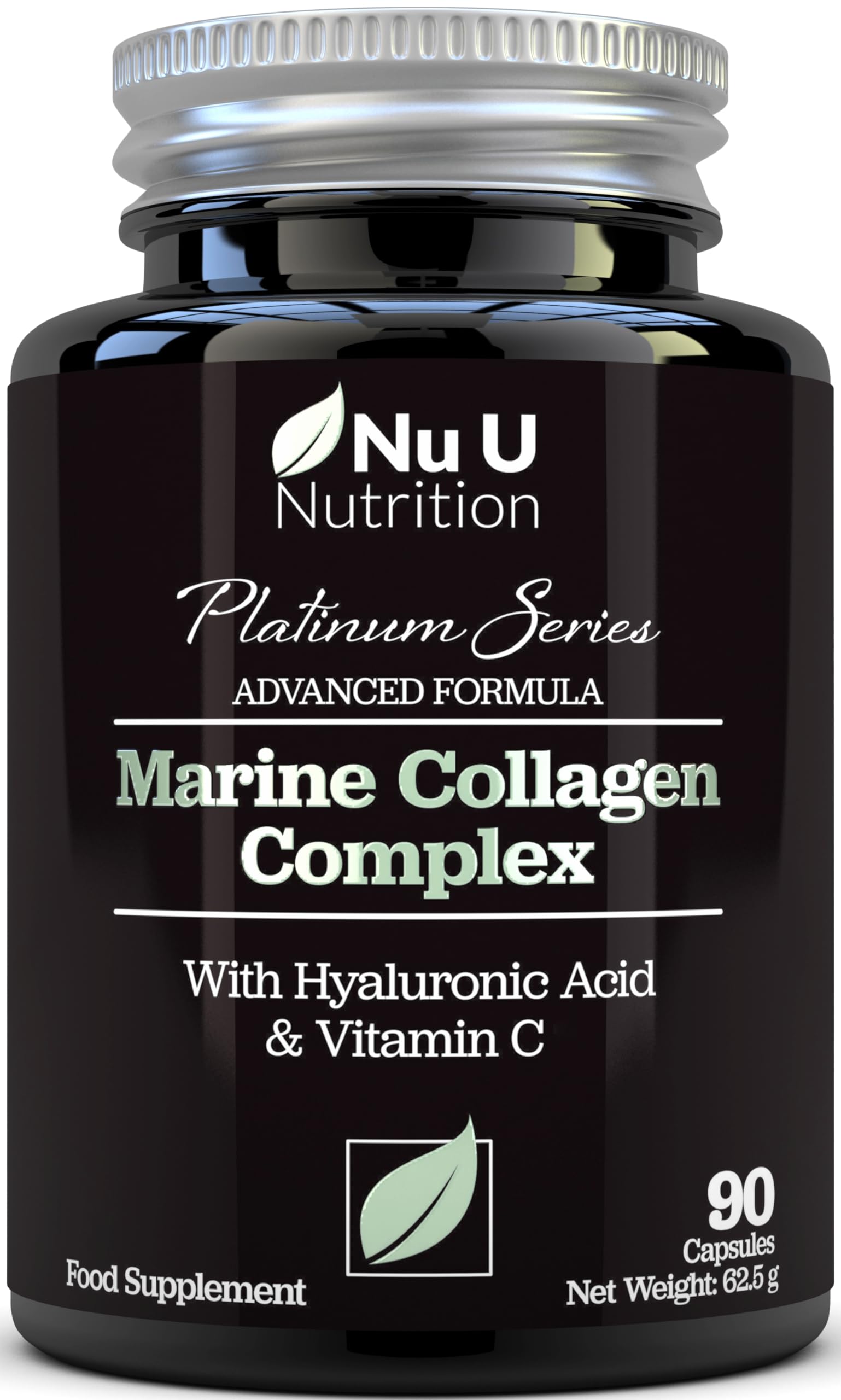 Marine Collagen with Hyaluronic Acid, Vitamin C - 90 Hydrolysed Capsules (not Tablets Nu U Nutrition buy supplements canada