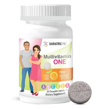 BariatricPal Multivitamin ONE 1 per Day! Bariatric Multivitamin Chewable with 45 mg of Iron | Orange Citrus | Vitamin for Bariatric Surgery Patients BariatricPal buy supplements canada