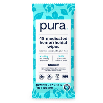 Pura Flushable Hemorrhoid Wipes XL, 48 Count, Medicated with Cooling Witch Hazel, Aloe & Coconut Oil, Fast Relief, Fragrance-Free, 100% Plastic-Free Pura buy supplements canada