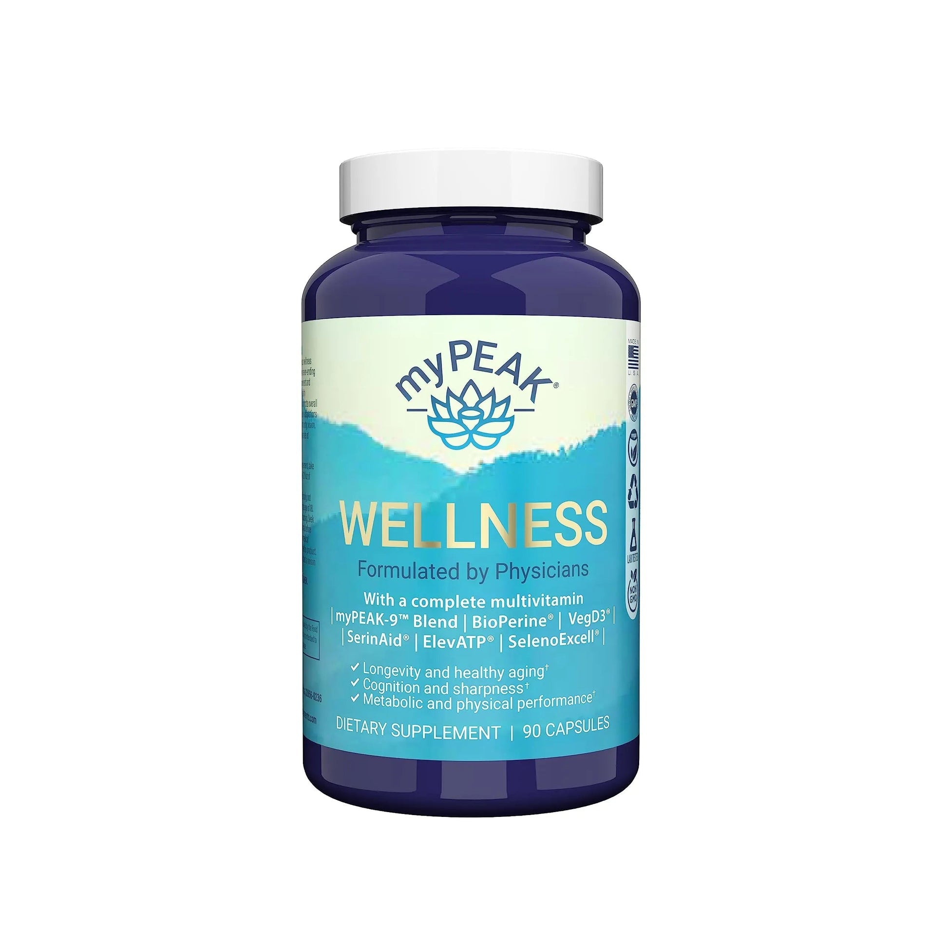 myPEAK Wellness Award-Winning Vegan Multivitamin with ElevATP Ancient Peat Extract, Natural Astaxanthin, Iron, Resveratrol and Alpha GPC myPEAK buy supplements canada