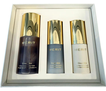 MERIT The Mini Great Skin Trio – Limited Edition Skincare Set with Double Cleanse Face Wash (15 ml), Instant Glow Serum (15 ml), and Priming Moisturizer (50 ml) Merit buy supplements canada
