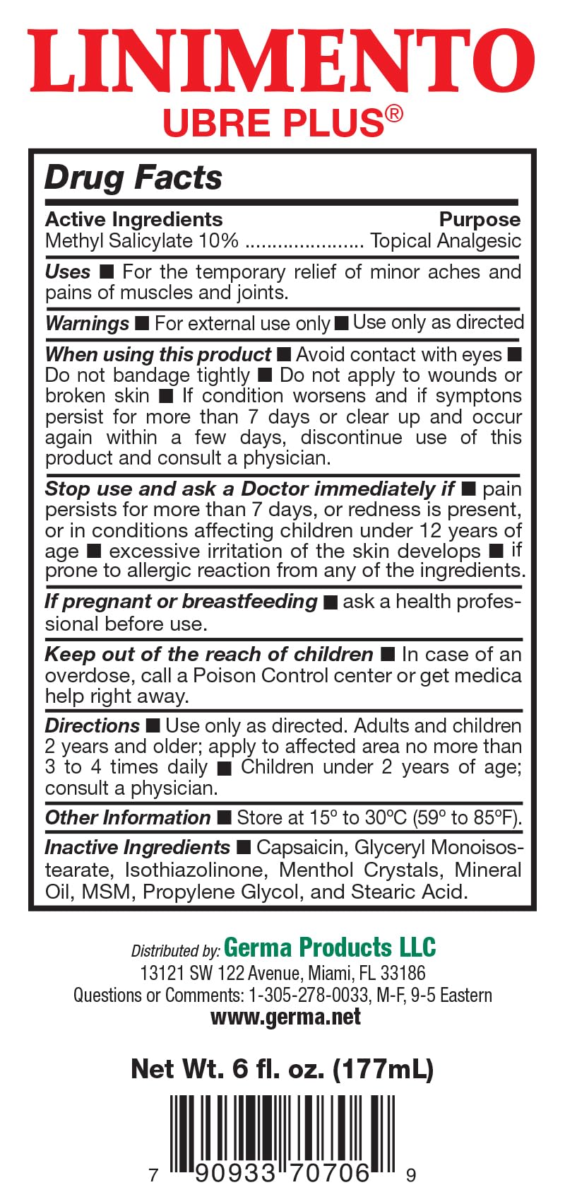 Germa Liniment Udder Plus. Natural Topical Analgesic Ointment. Relief for Pain and Aches in Joints and Back. With Chile Extract. 6 oz. Pack of 3 Germa buy supplements canada