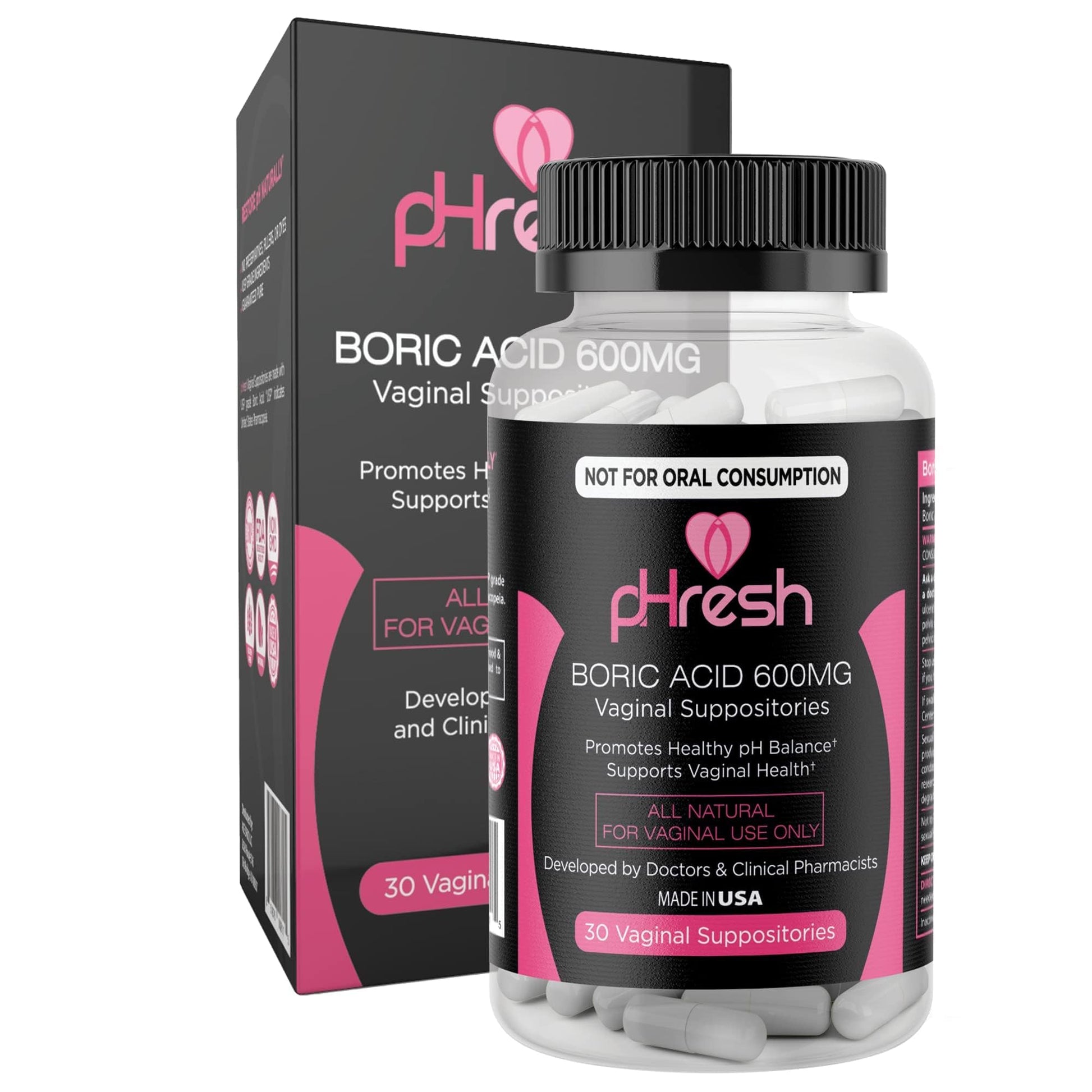 ACE NUTRITION pHresh Boric Acid Suppositories for Women, Suppositories for Odor Use, Natural Feminine Care Supports Vaginal Health & Promotes Healthy pH Balance - Made in USA ACE NUTRITION buy supplements canada