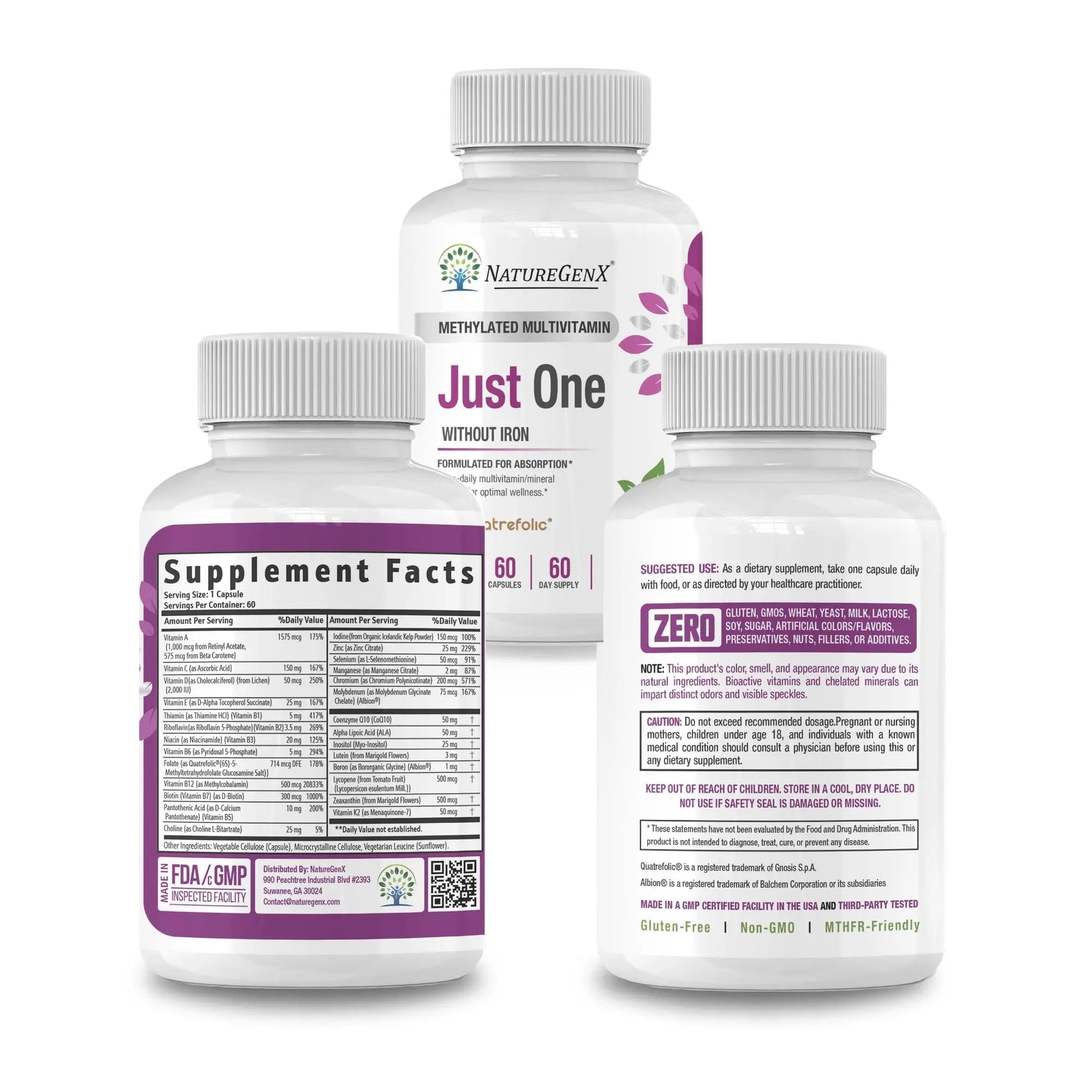 NatureGenX Just One Daily Methylated Multivitamin - 60 Caps Pure Methyl B12, Methylfolate MTHFR Support Supplement Iron Free Methylated Vitamins NatureGenX buy supplements canada