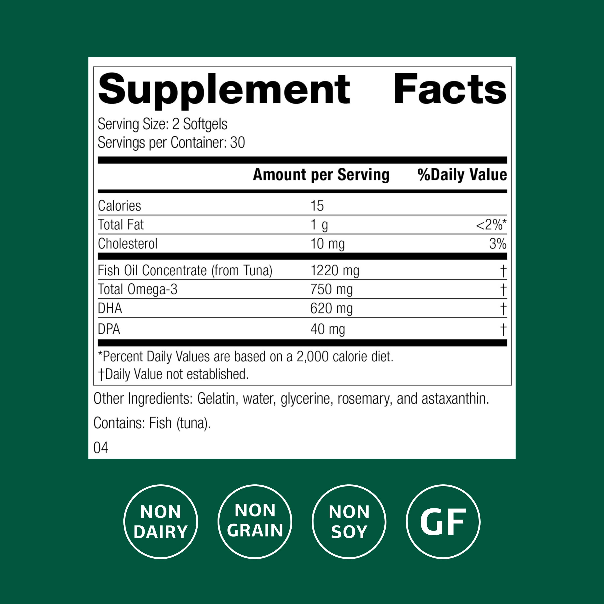 Standard Process Olprima DHA - Omega-3 Supplement for Heart & Brain Health - Gluten-Free, Non-Dairy & Non-Soy - 60 Softgels (30 Servings) Standard Process Inc. buy supplements canada