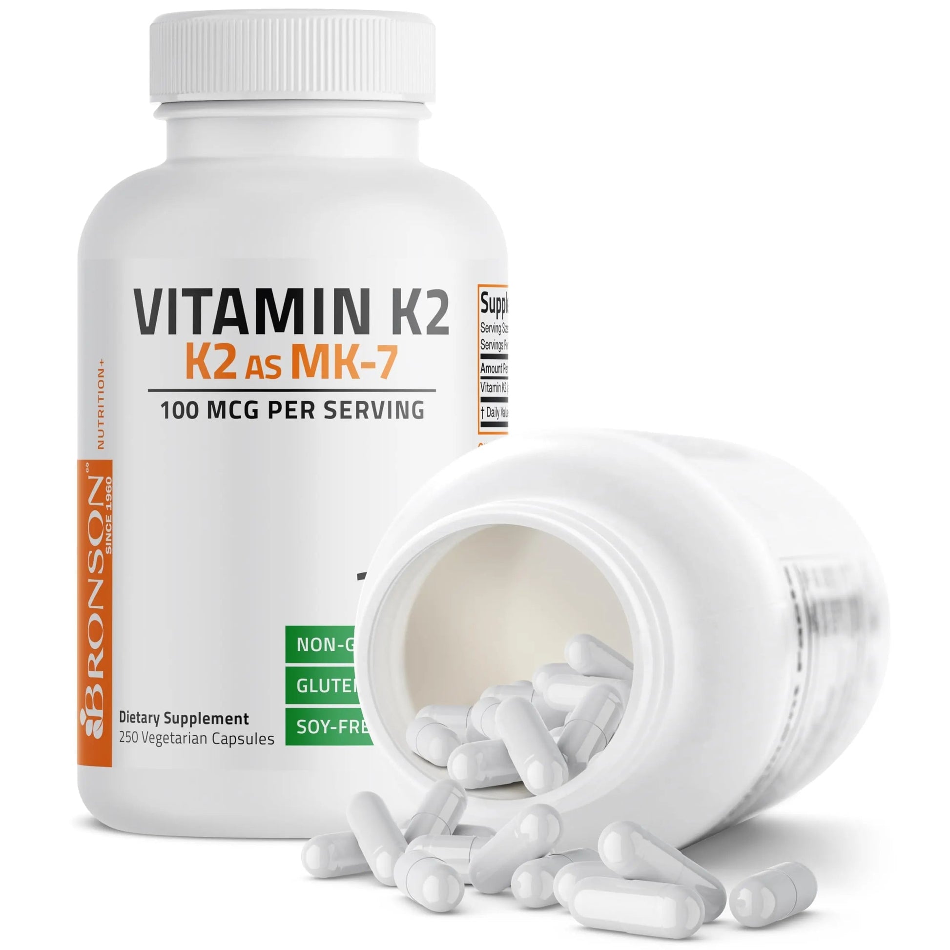 Bronson Vitamin K2 as MK-7 Menaquinone 100 mcg Non-GMO, 250 Capsules Bronson buy supplements canada