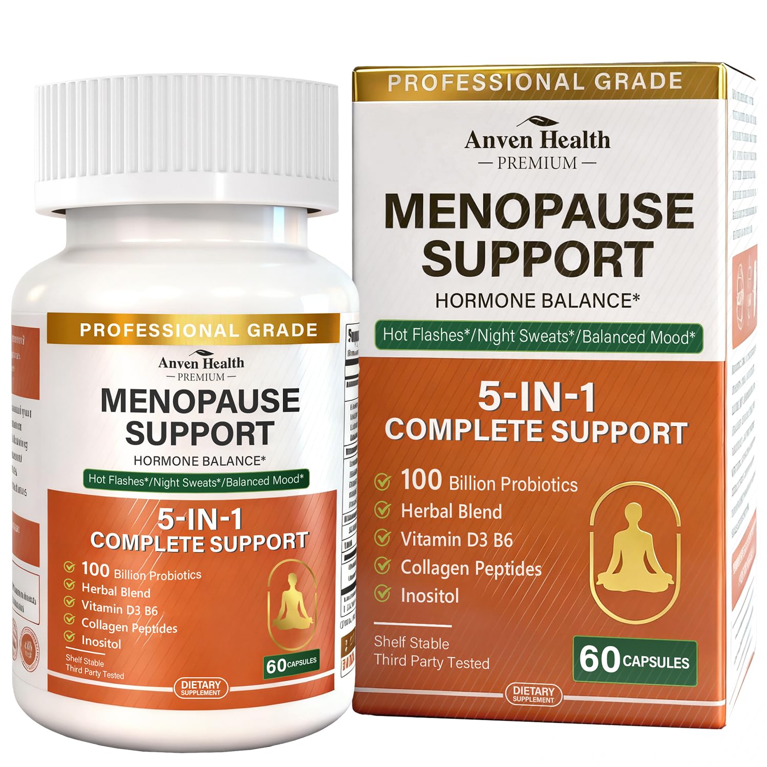 Anven Health Menopause Supplements for Women, Vitamin D3 & B6, Menopause Relief Probiotics Supports Hot Flashes, Night Sweats, Bloating & Gut Health with Black Cohosh, Herbs, Collagen | 60 Veggie Caps Anven Health buy supplements canada