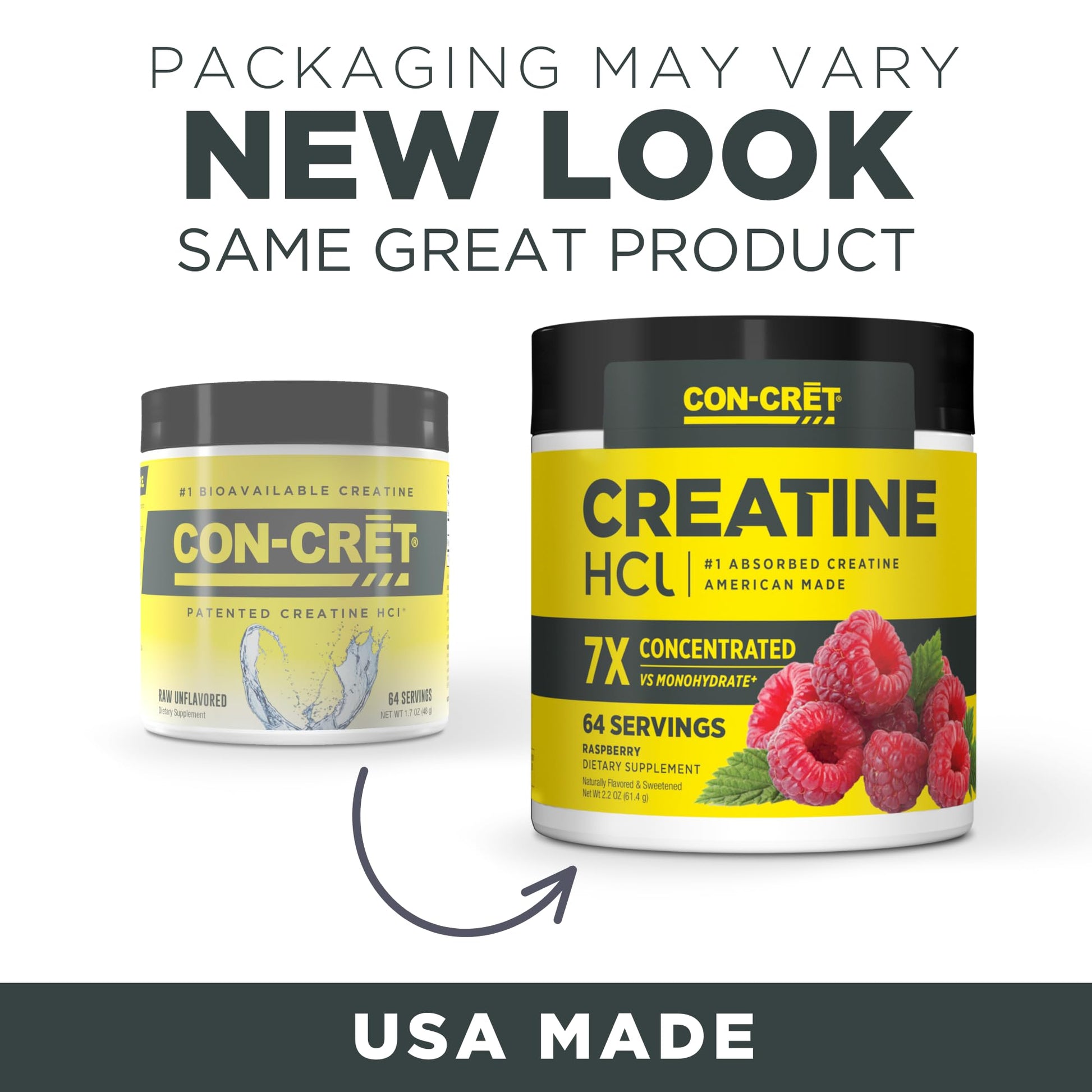 CON-CRET Creatine HCl Powder | Muscle, Cognitive, Cellular Energy Support | No Bloating or Cramps | USA Made & NSF Certified | Raspberry (64 Serving) CON-CRET buy supplements canada