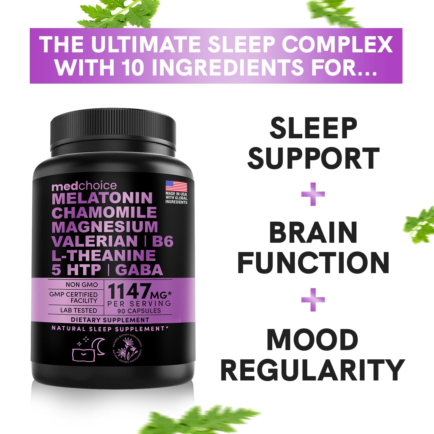 10-in-1 Melatonin Capsules - Melatonin 5mg Natural Sleep Aid for Adults MEDCHOICE buy supplements canada