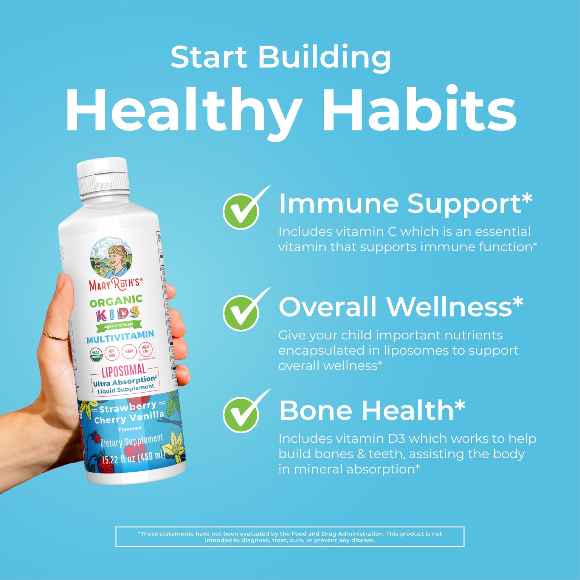 MaryRuth Organics Kids Multivitamin Liposomal | Vegan, Sugar-Free Vitamins for Kids | Ages 4+ | 2 Month Supply | 15.22 Fl Oz MARYRUTH'S buy supplements canada