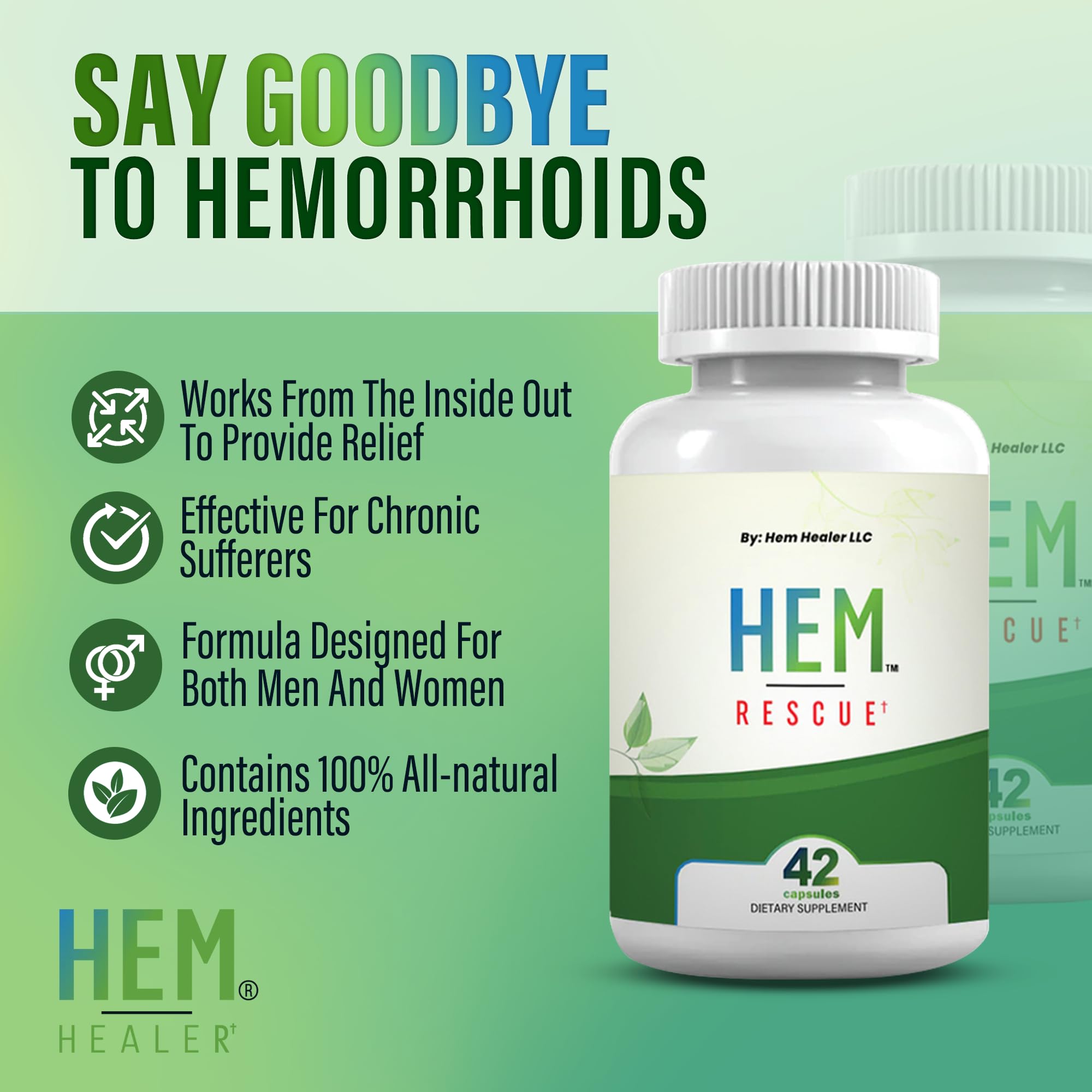 Hem Healer Hem Rescue Hemorrhoid Treatment Supplement - All Natural, Reduces Discomfort & Swelling, Boosts Blood Flow, Oral Botanical Blend, Made in USA - (1 Bottle Pack) Hem Healer buy supplements canada