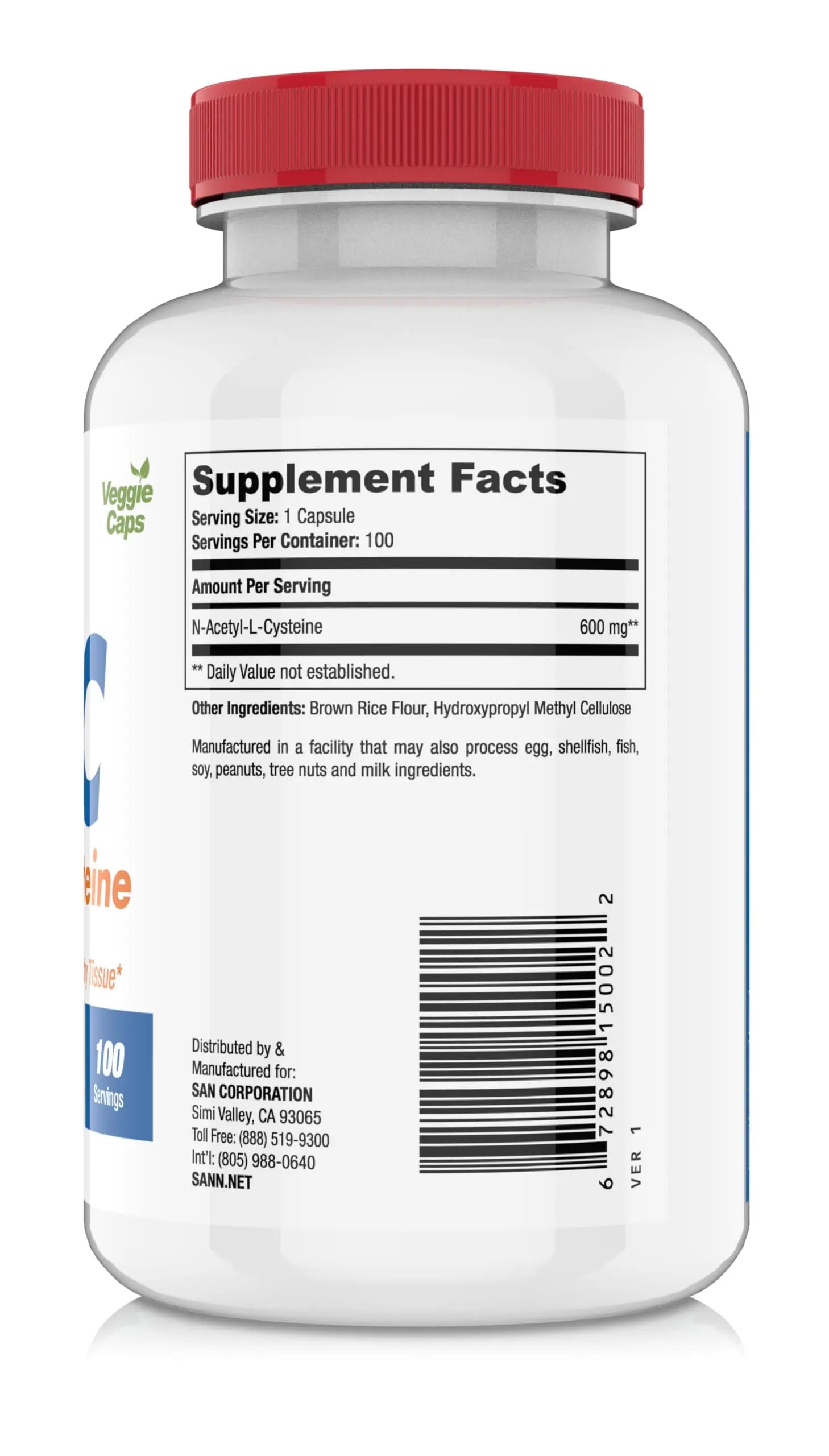 SAN N-Acetyl-L-Cysteine (NAC), Immune, Respiratory, Liver Health, NAC 600 mg, Potent antioxidant Support, Free-radicals, Easy to Absorb, 100 Capsules SAN buy supplements canada
