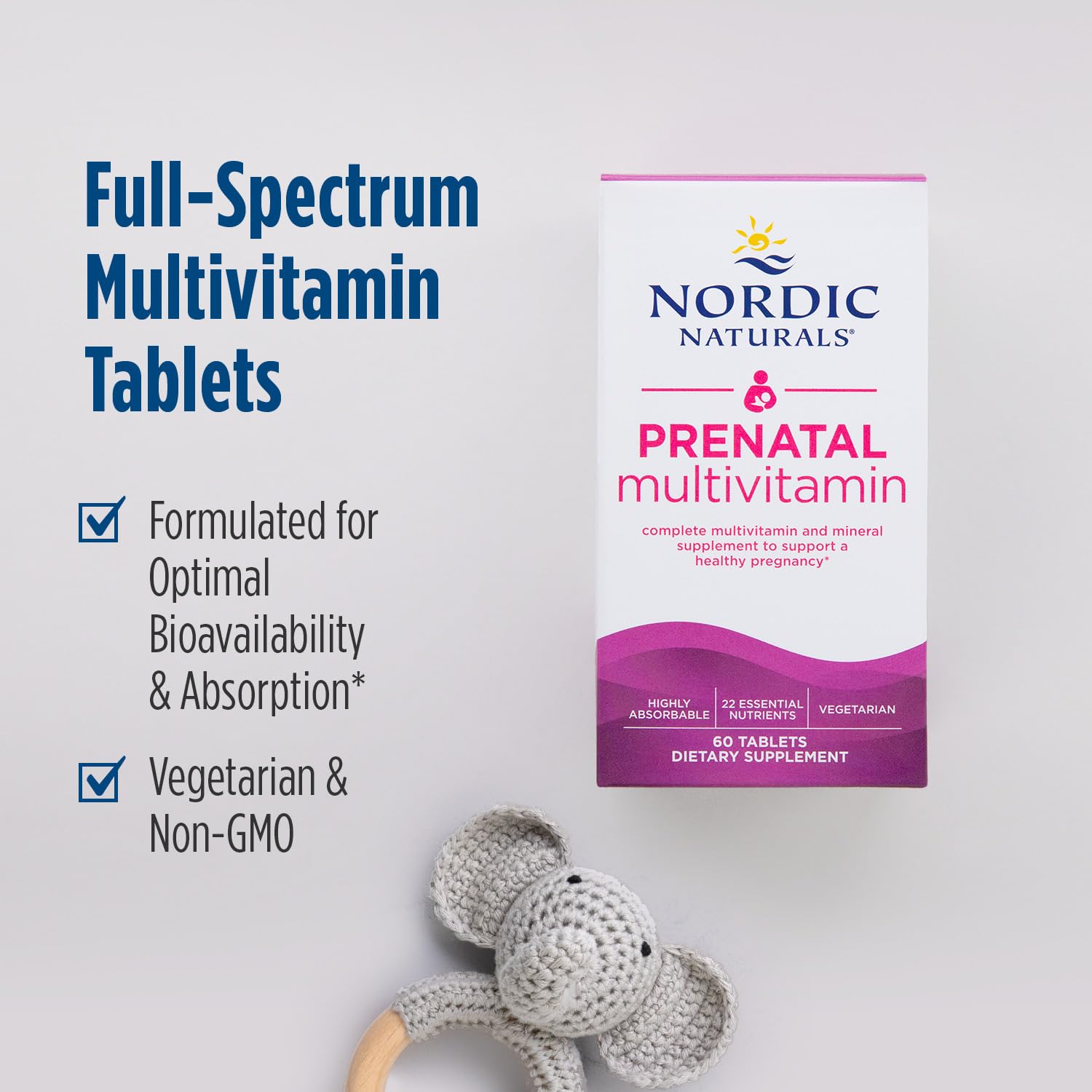 Nordic Naturals Prenatal Multivitamin for Women - Daily Vegetarian Prenatal Vitamins - 22 Essential Nutrients, Including B6, Folate, and Iron - 60 Tablets - 30 Servings Nordic Naturals buy supplements canada