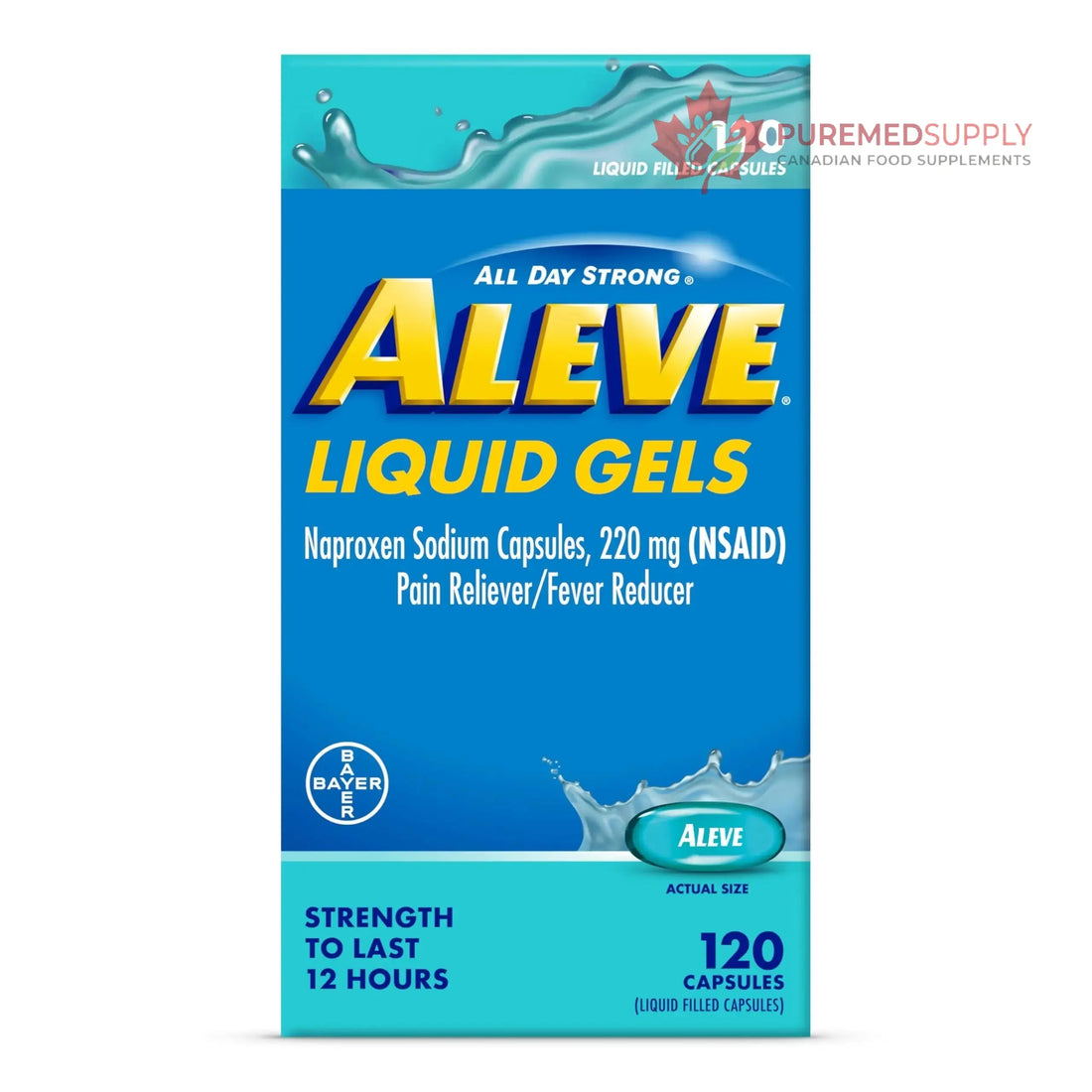 Aleve Liquid Capsules, Naproxen Sodium Capsules 220 mg (NSAID), Pain Reliever/Fever Reducer, Fast Pain Relief, 120 Count Aleve buy supplements canada