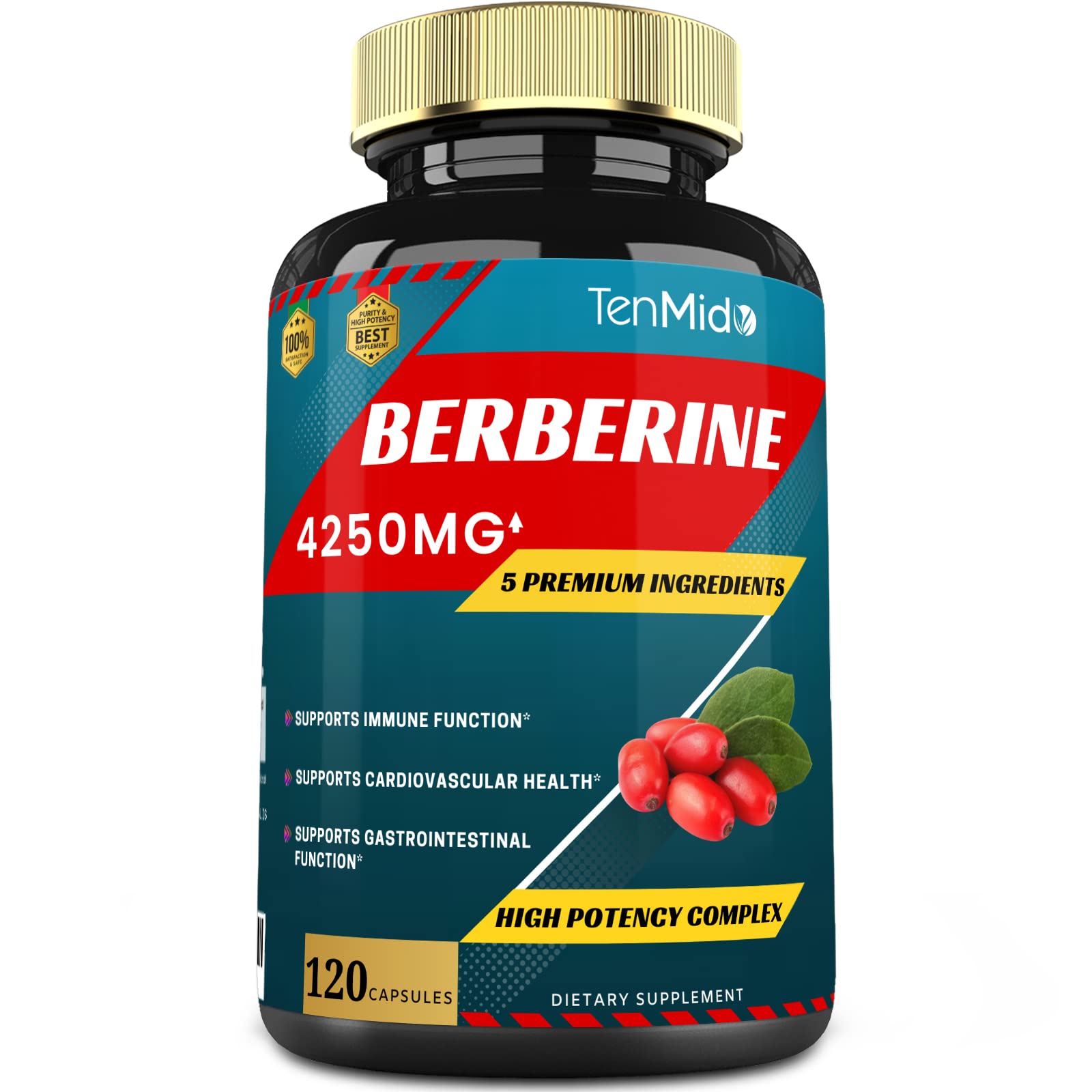 Berberine Extract Capsules 4250mg, 4 Months Supply & Ceylon, Milk Thistle, Turmeric Tenmido buy supplements canada