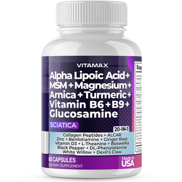 Sciatic Nerve Health Support - Sciatic Nerve Supplement Capsules with Folic Acid, Pea, Glucosamine, MSM, Vitamin B Complex, Alpha Lipoic Acid 300mg – 60ct – Made in USA Vitamax buy supplements canada