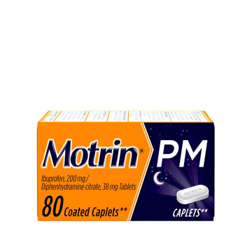 Motrin PM Caplets with 200 mg Ibuprofen & 38 mg Diphenhydramine Sleep Aid, Nighttime Pain Reliever for Minor Aches & Pains, Bulk, 80 ct Motrin buy supplements canada