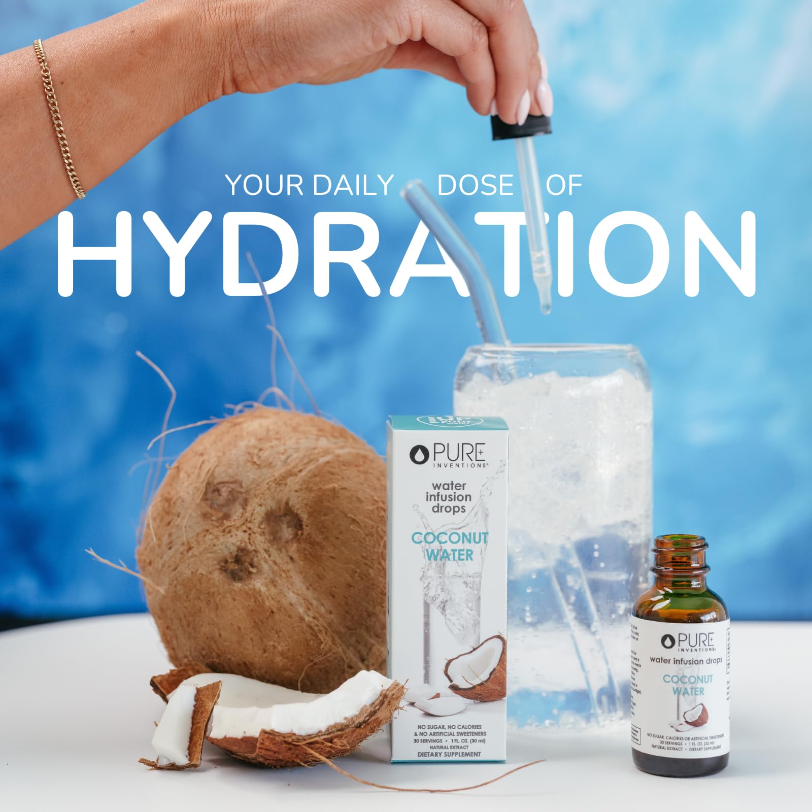 Pure Inventions - Coconut Water Infusion Drops – Electrolytes - Sugar-Free Hydration, Zero Calories, No Artificial Sweeteners, Clean Ingredients, 30 Servings Pure Inventions buy supplements canada