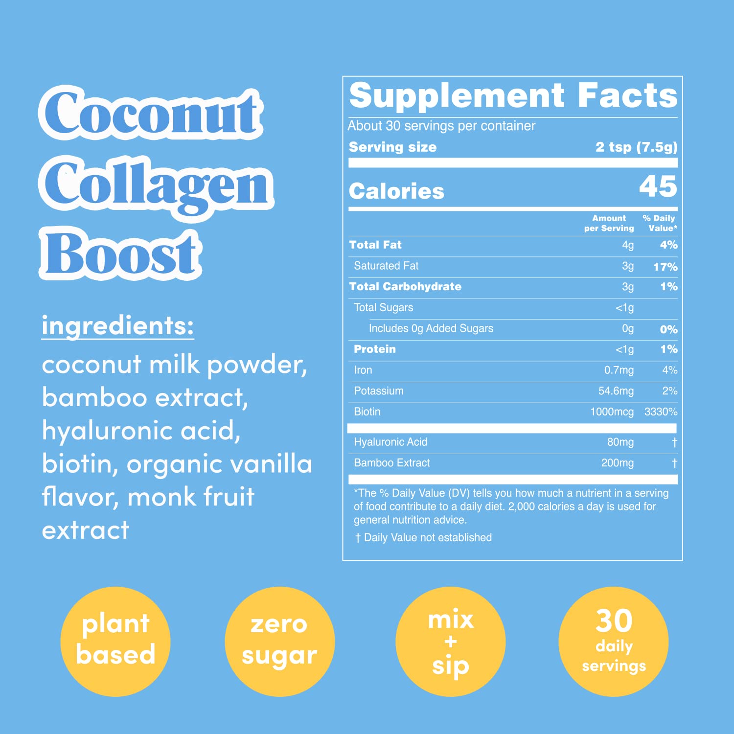 GOLDE - Collagen Boost Vegan Creamer - Vanilla Cream - Plant Based Collagen Supplement w/Hyaluronic Acid, Biotin, & Bamboo Extract - Zero Sugar - Supports Hair, Skin, & Nail Health - 15 Servings GOLDE buy supplements canada