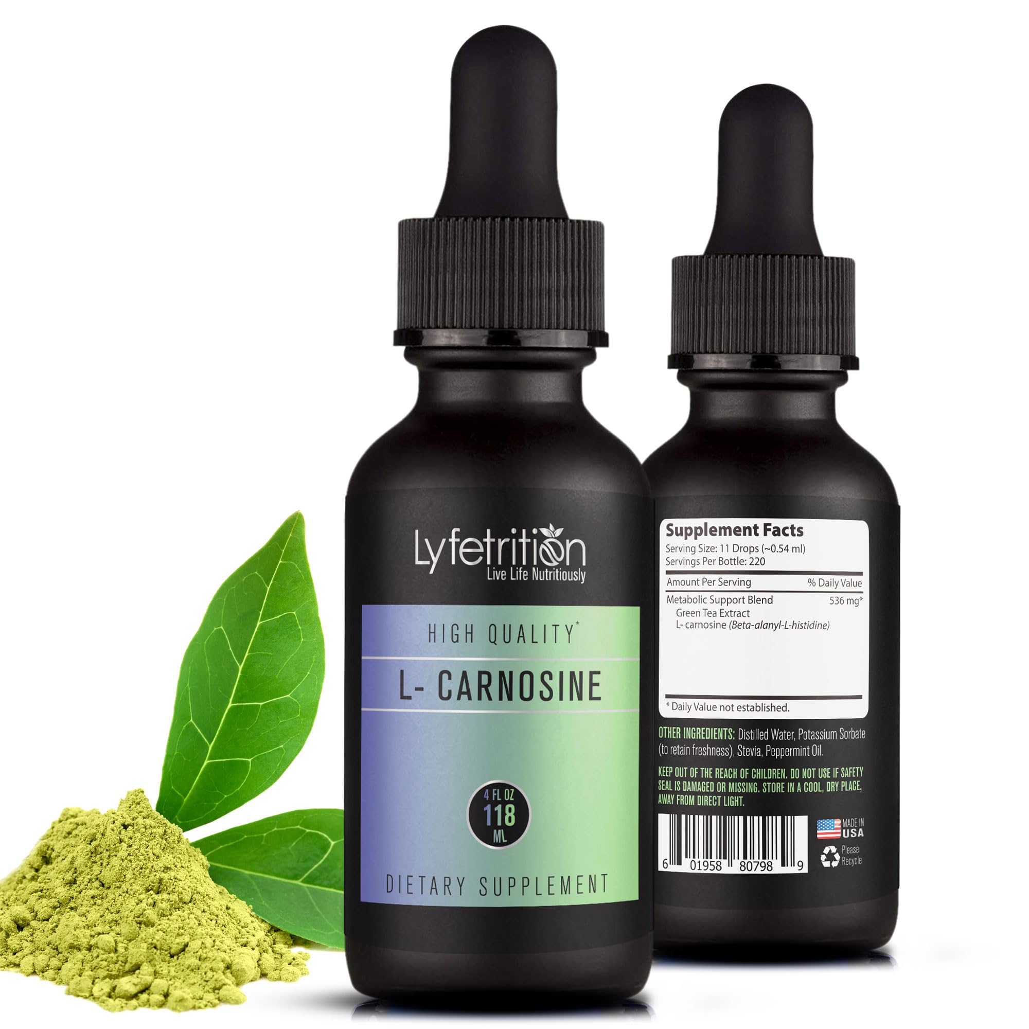 Lyfetrition L-Carnosine Liquid Supplement 118 ml, 4 FL Oz Liquid, 220 Servings, Made in USA, Quick Absorption, Potent Ingredients, Non-GMO Lyfetrition buy supplements canada