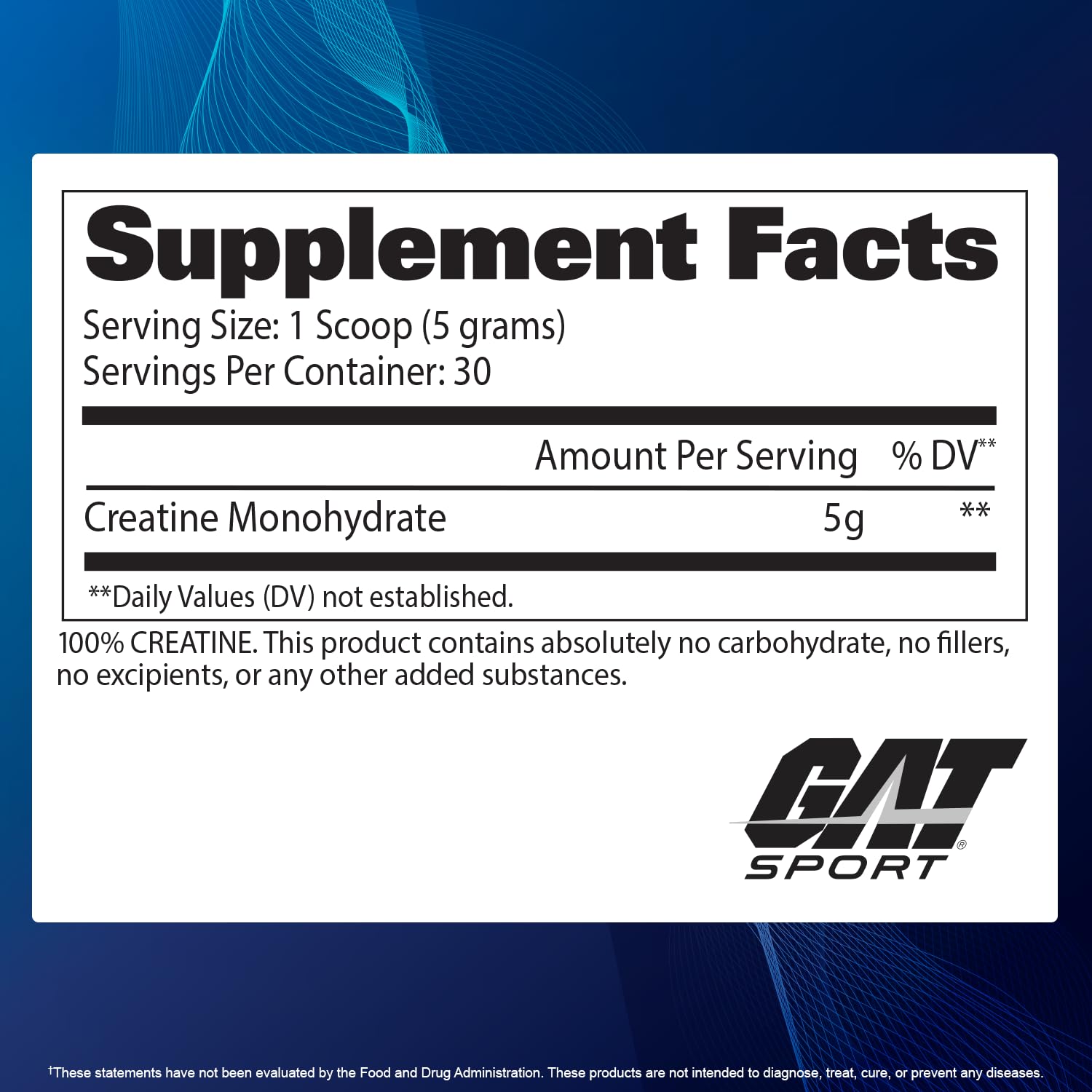 GAT SPORT Creatine Monohydrate Powder, 150 Grams, Strength, Brain Health, GLP1 Support Anti-oxidant, Endurance, for Men & Women, 1 Month Supply, Unflavored (30 Servings) GAT SPORT buy supplements canada