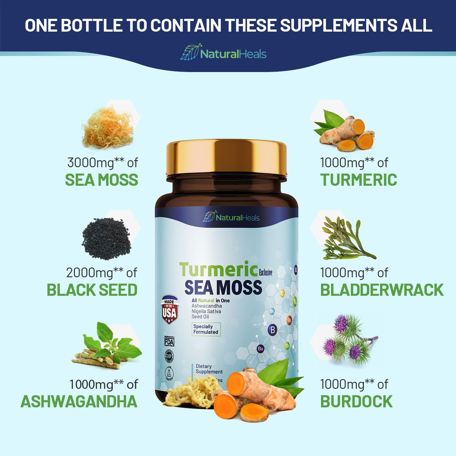 Natural Heals Sea Moss 3000mg: Black Seed Oil 2000mg Ashwagandha 1000mg Turmeric Natural Heals buy supplements canada