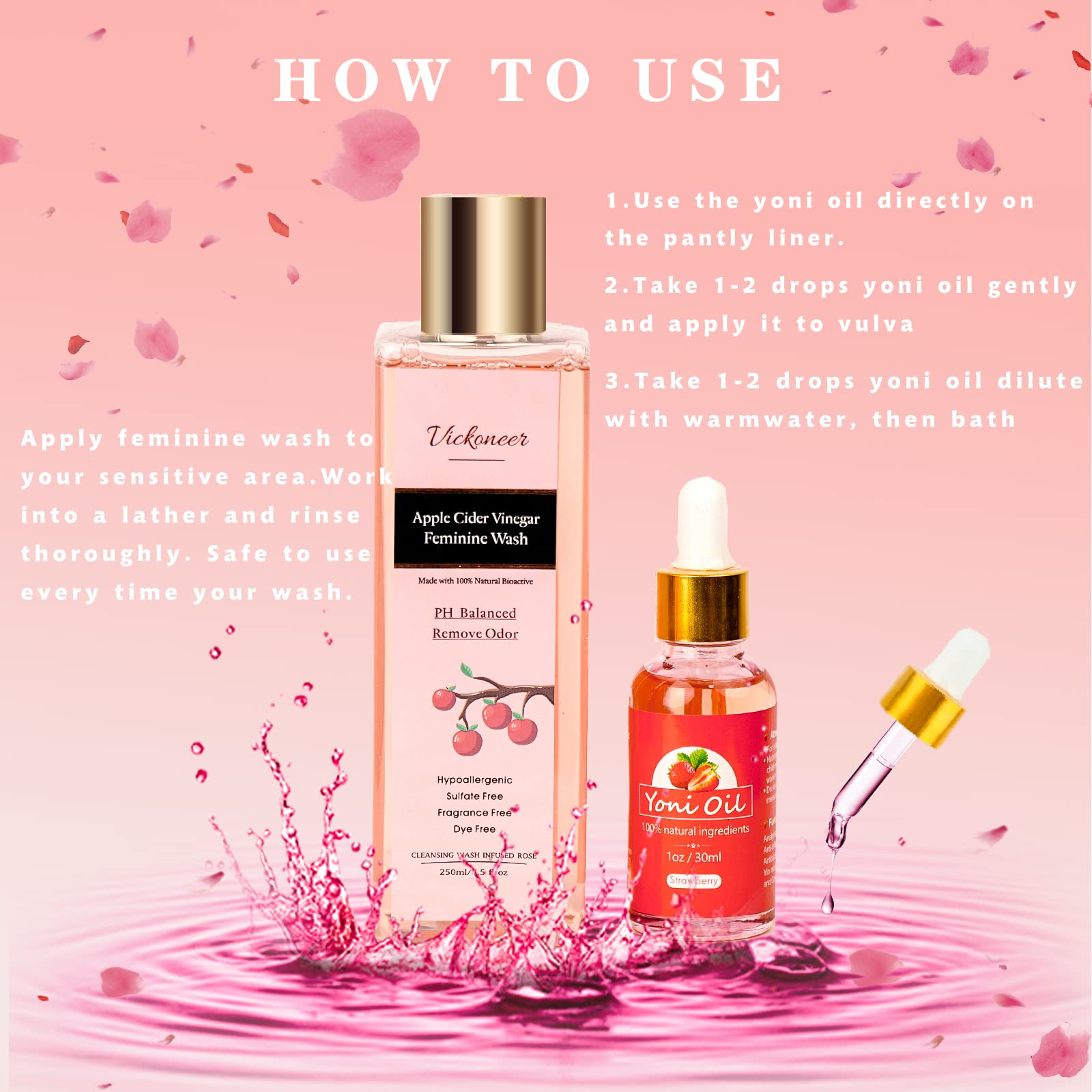 Vickoneer Yoni Wash for Women & Yoni Essential Oil, Intimate Feminine Wash Yoni Care Vickoneer buy supplements canada