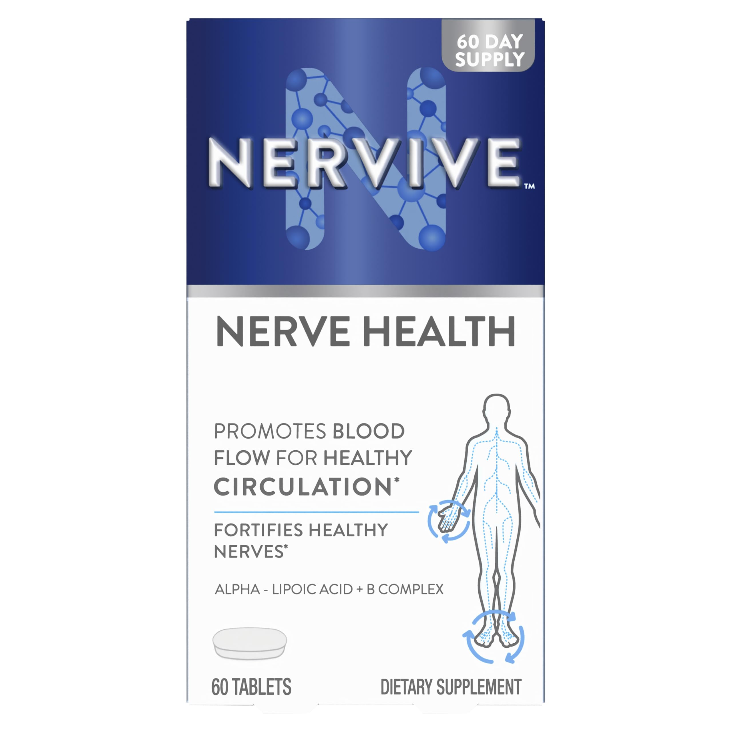 Nervive Nerve Health, Alpha Lipoic Acid, Fortify Nerve Health, Healthy Nerve Function, Healthy Blood Circulation, Supplement, Tablet, 60 Tablets Nervive buy supplements canada